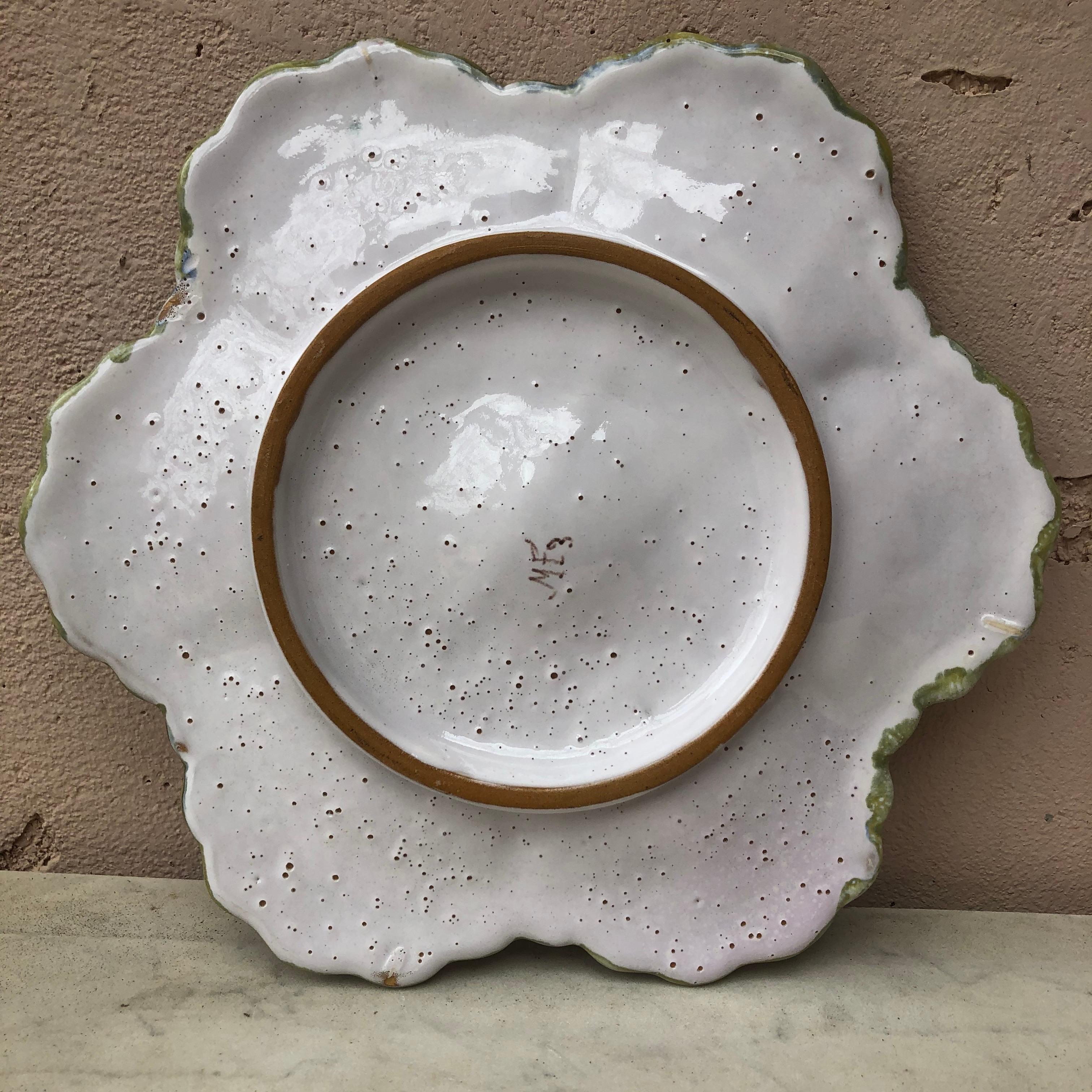 French Faience Oyster Plate Moustiers Style, circa 1940 In Good Condition In Austin, TX