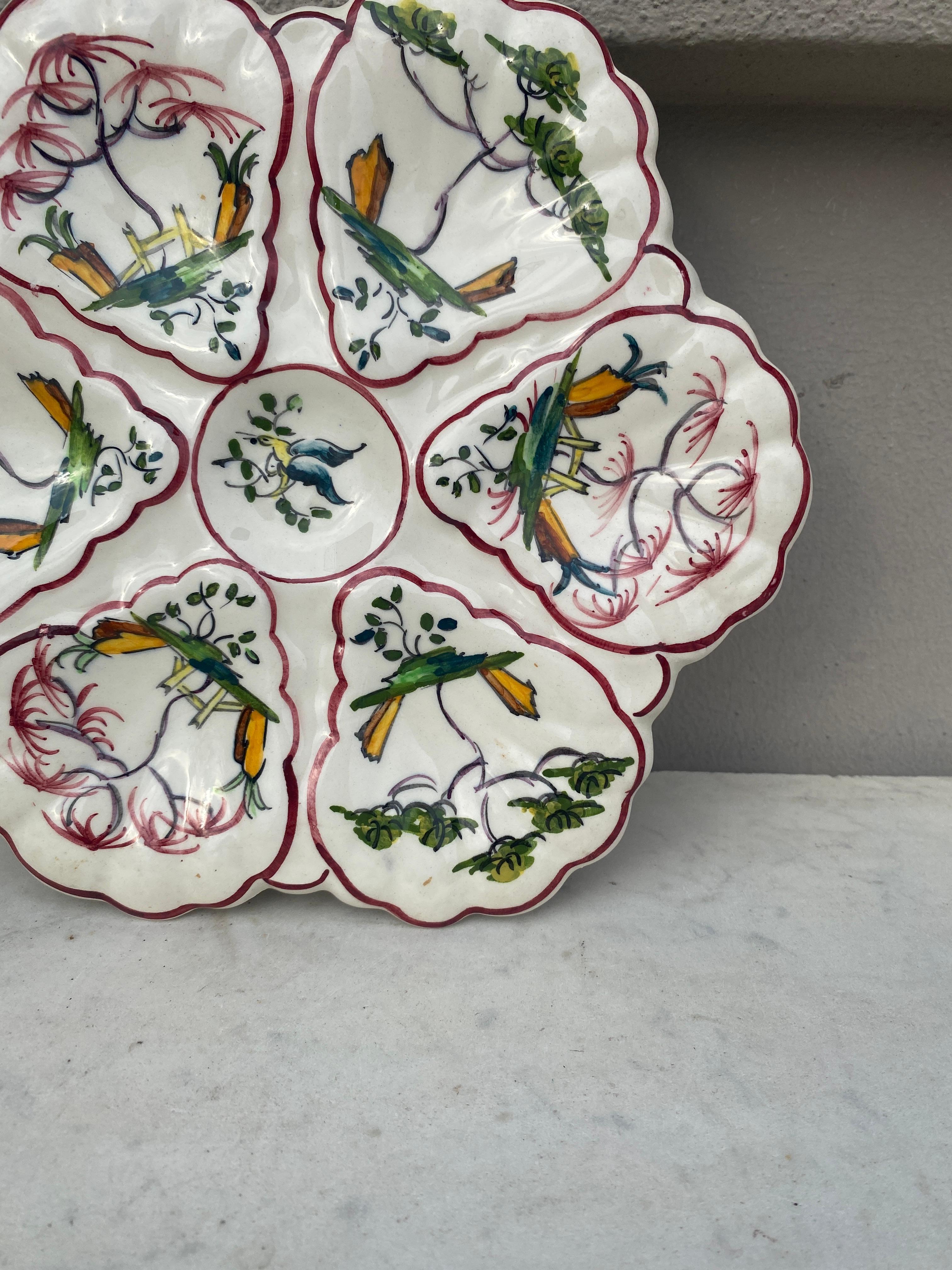 Mid-20th Century French Faience Oyster Plate Moustiers Style, circa 1940 For Sale
