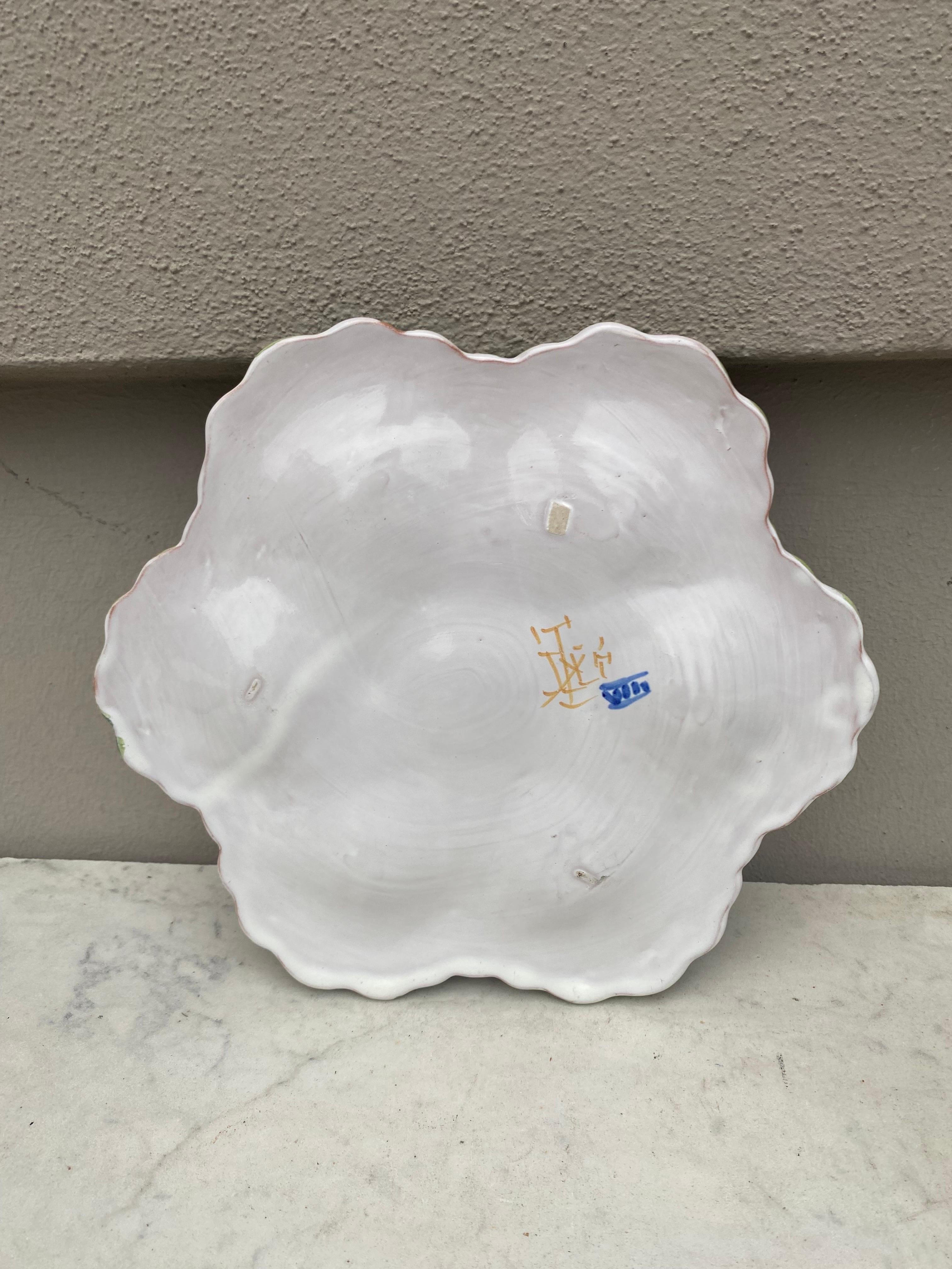 French Faience Oyster Plate Moustiers Style, circa 1940 In Good Condition In Austin, TX