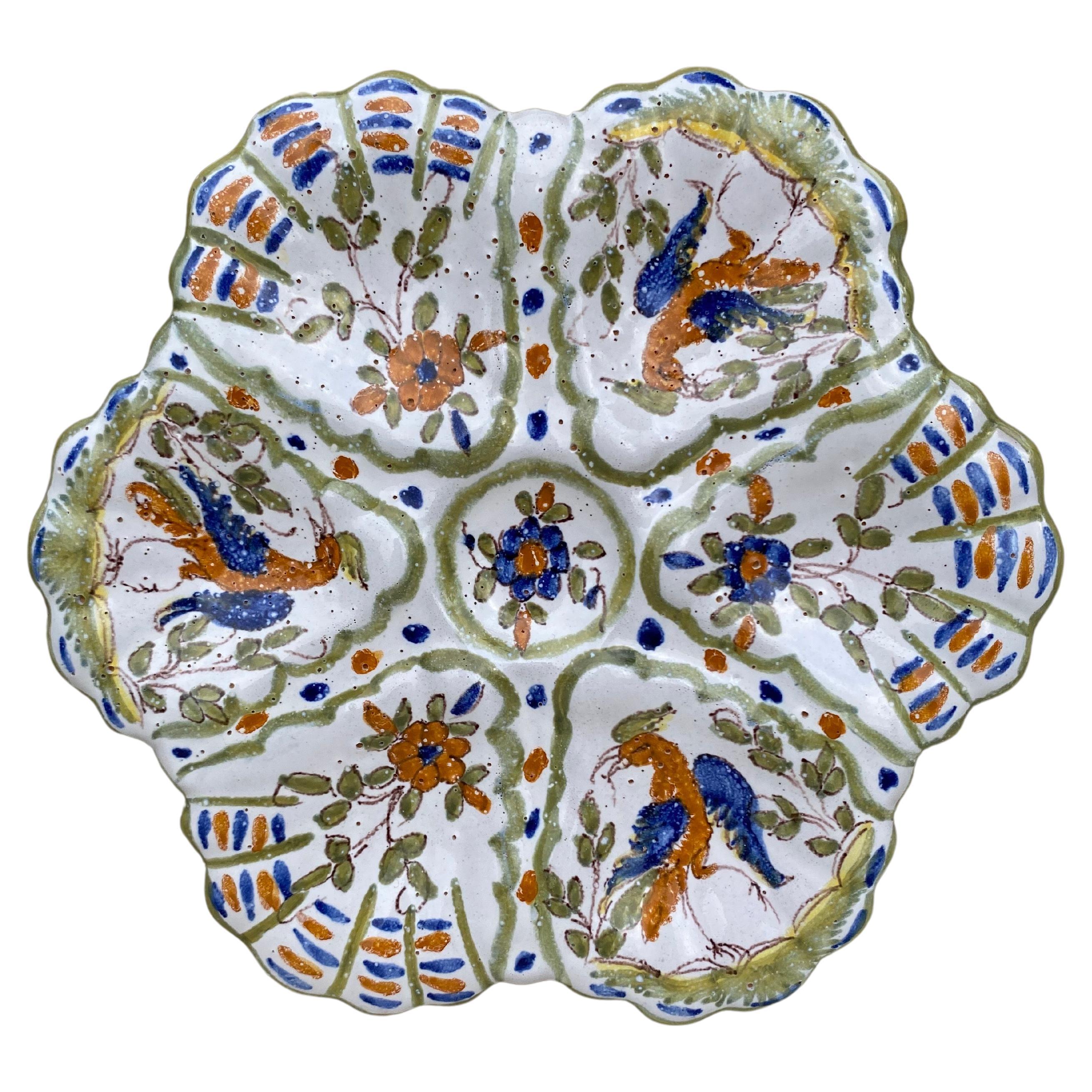 French Faience Oyster Plate Moustiers Style, circa 1940
