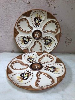 French Faience Oyster Plate Quimper circa 1960
