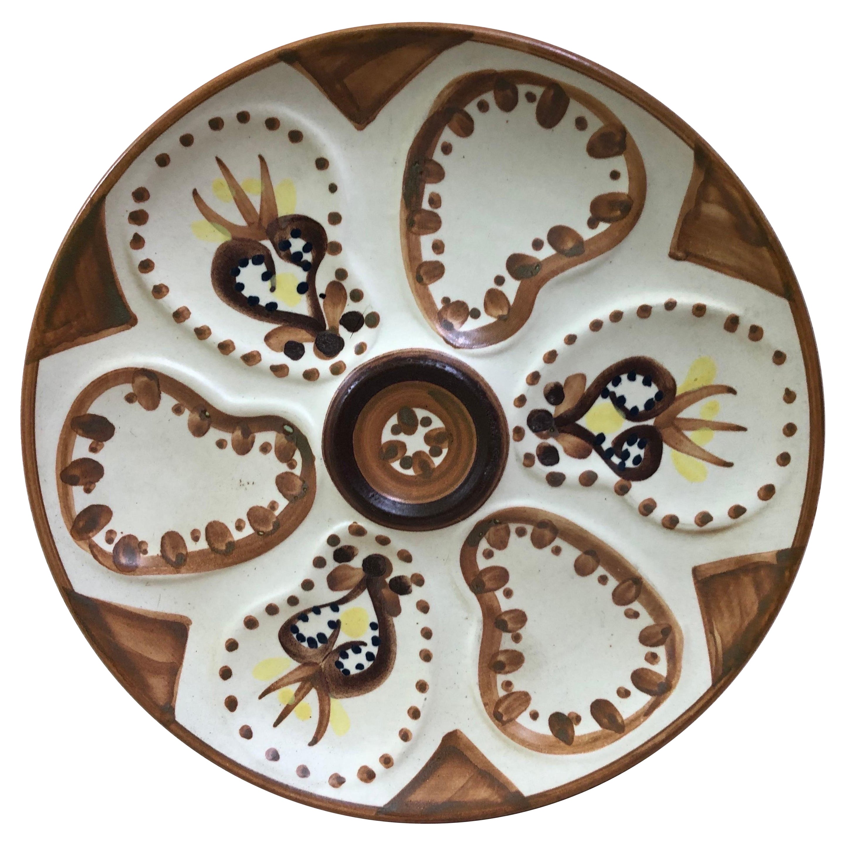 French Faience Oyster Plate Quimper circa 1960