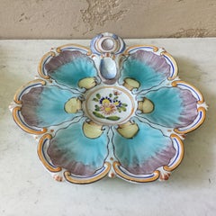 French Faience Oyster Plate Saint Clement, circa 1890