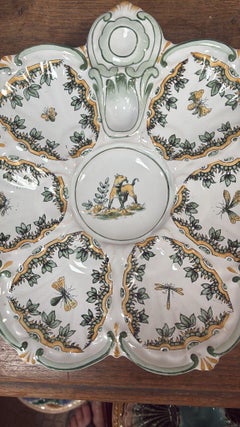 French Faience Oyster Dog Plate Saint Clement, circa 1890