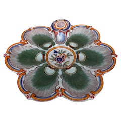 Französischer Austernteller aus Fayence Saint Clement, um 1890