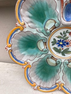 French Faience Oyster Plate Saint Clement, circa 1890