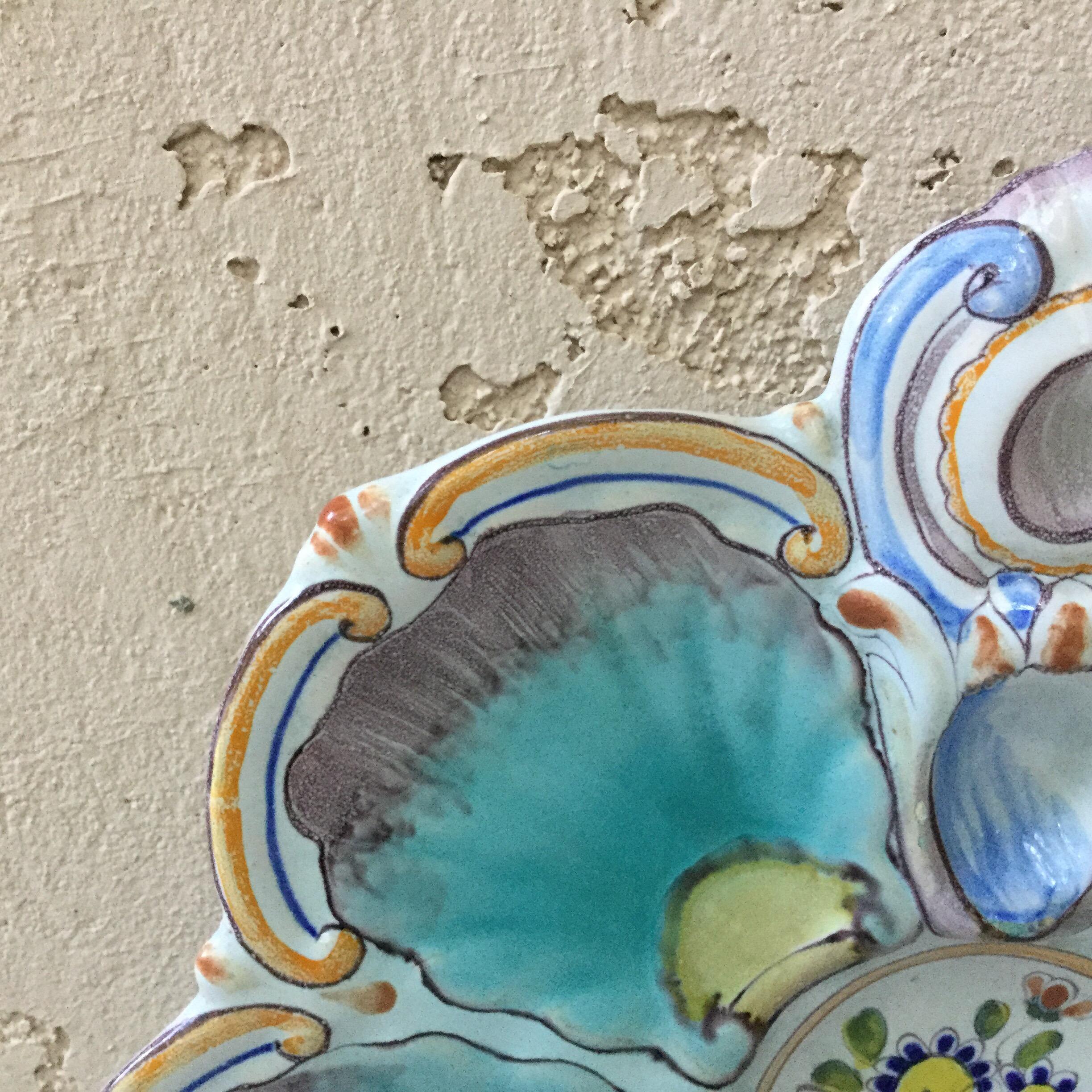 French Faience Oyster Plate Saint Clement, circa 1890 In Good Condition In Austin, TX