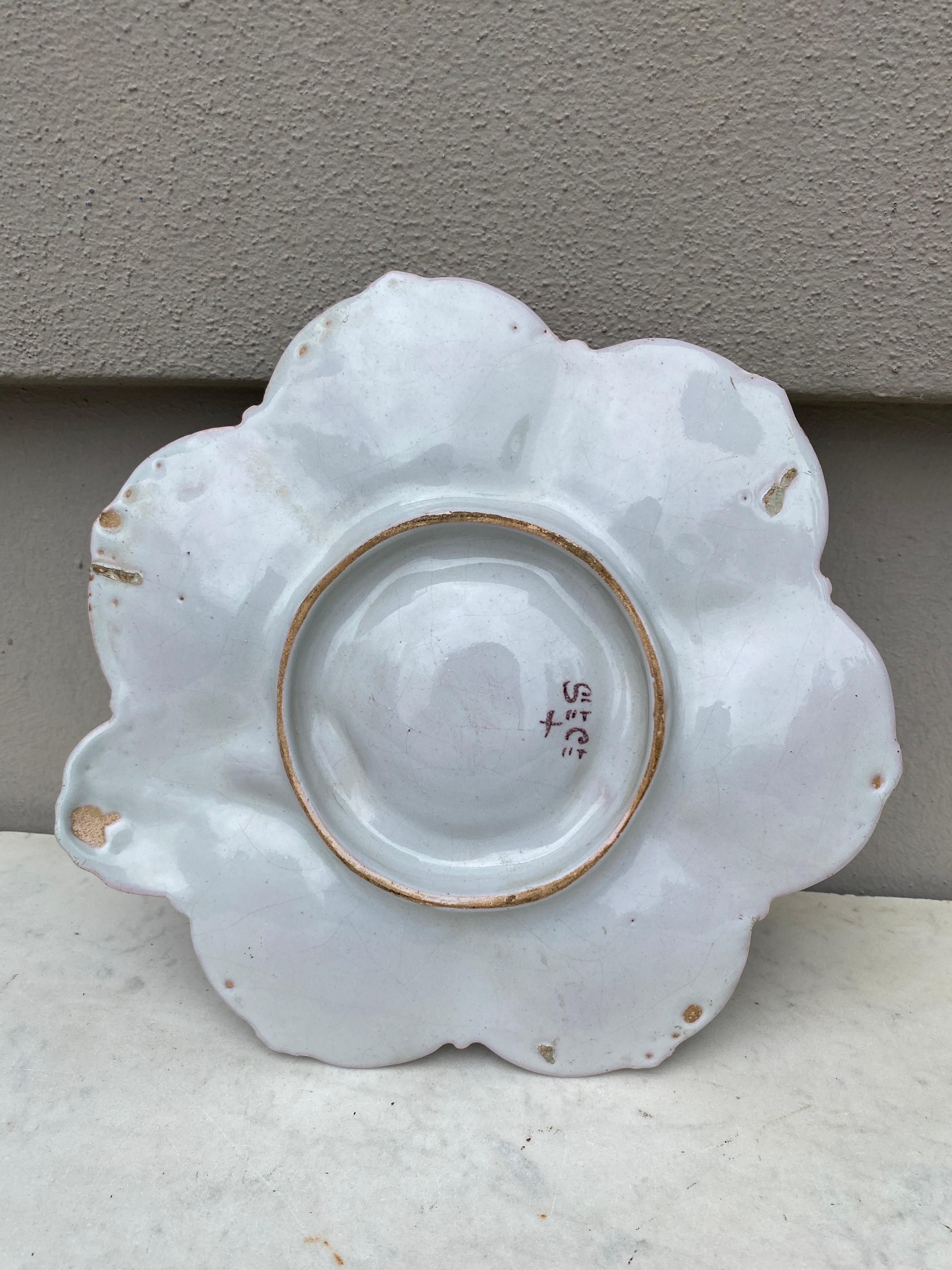 French Faience Oyster Plate Saint Clement, circa 1890 In Good Condition For Sale In Austin, TX
