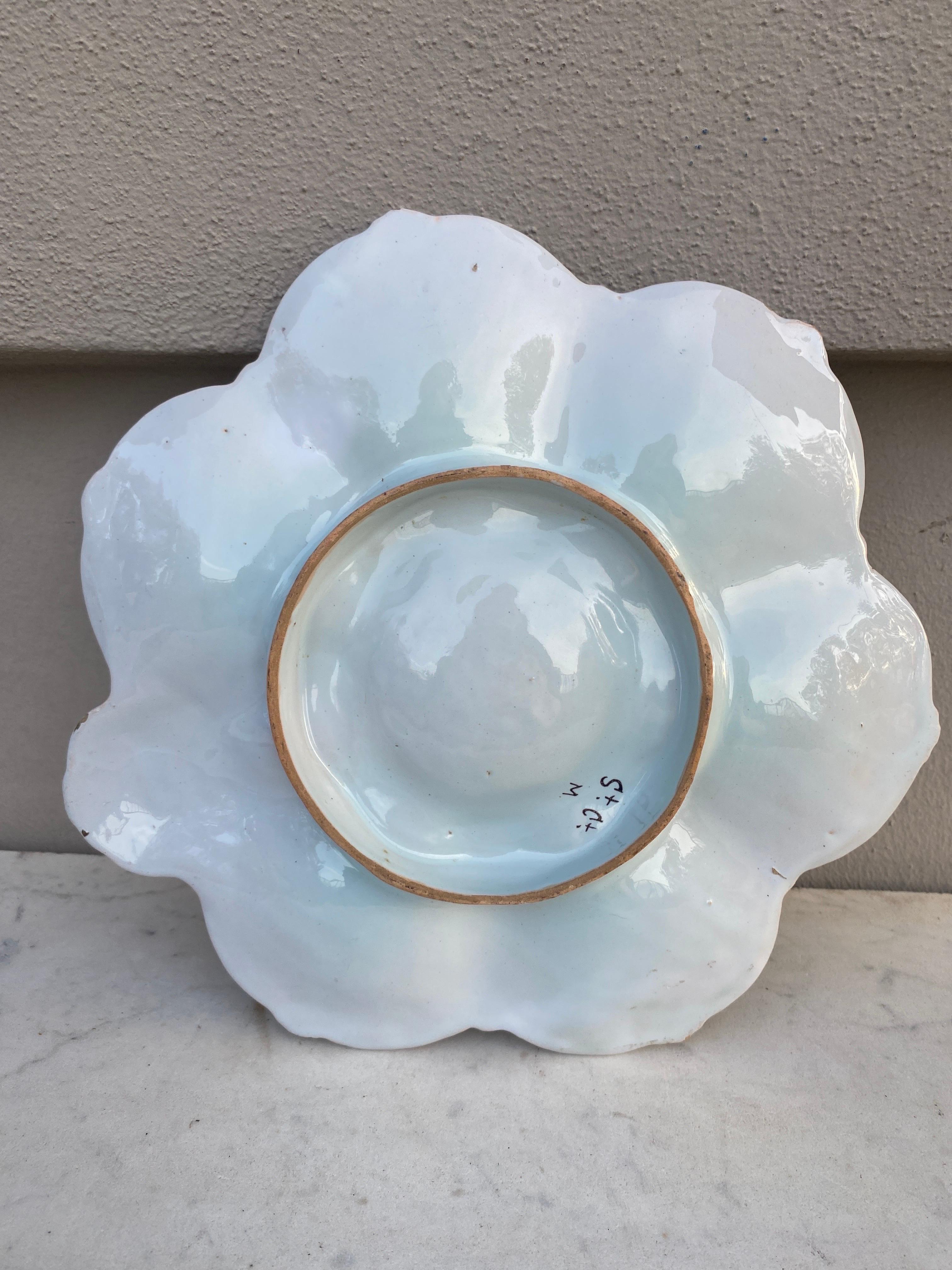 French Faience Oyster Plate Saint Clement, circa 1890 In Good Condition For Sale In Austin, TX