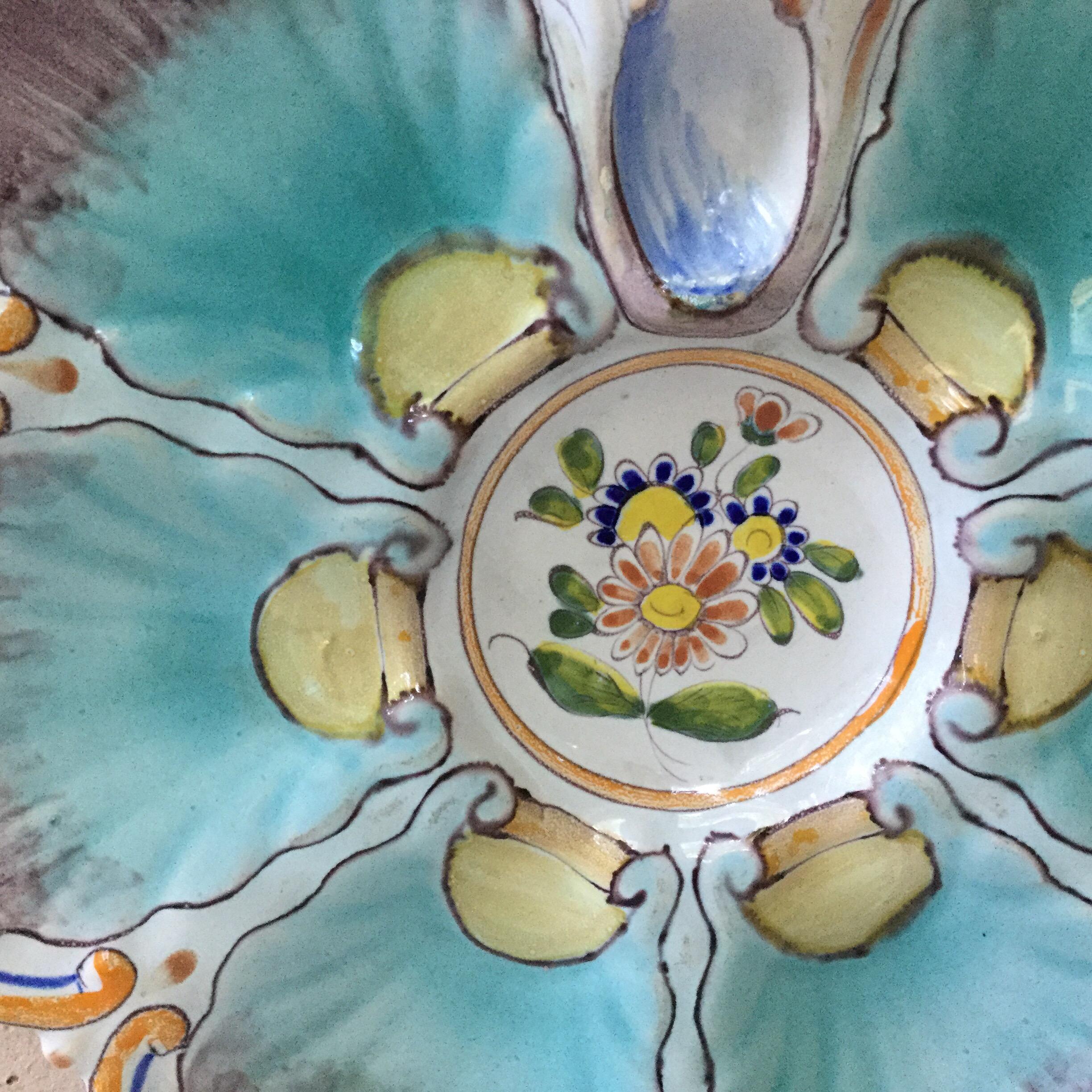 Late 19th Century French Faience Oyster Plate Saint Clement, circa 1890