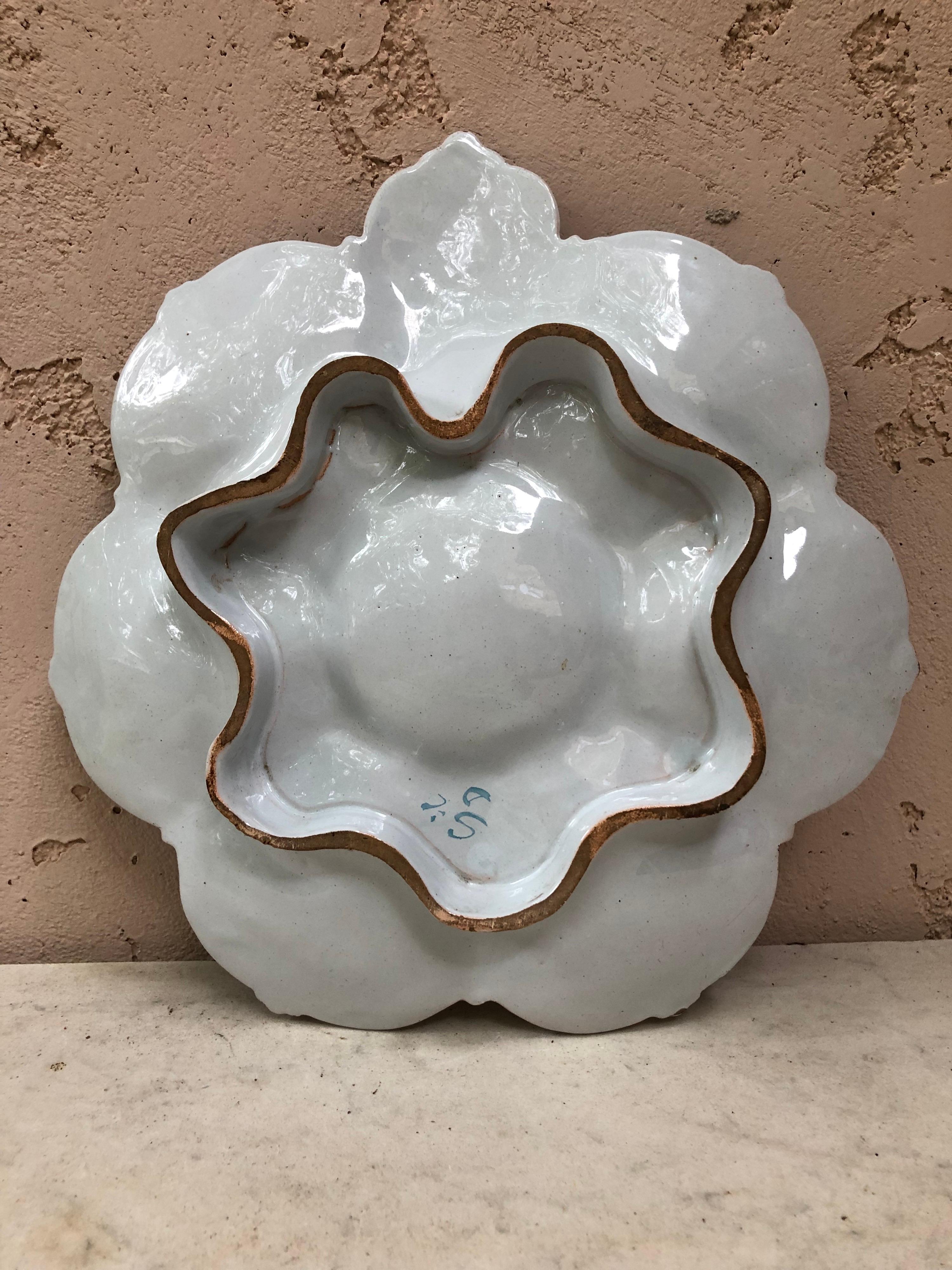 Late 19th Century French Faience Oyster Plate Saint Clement, circa 1890