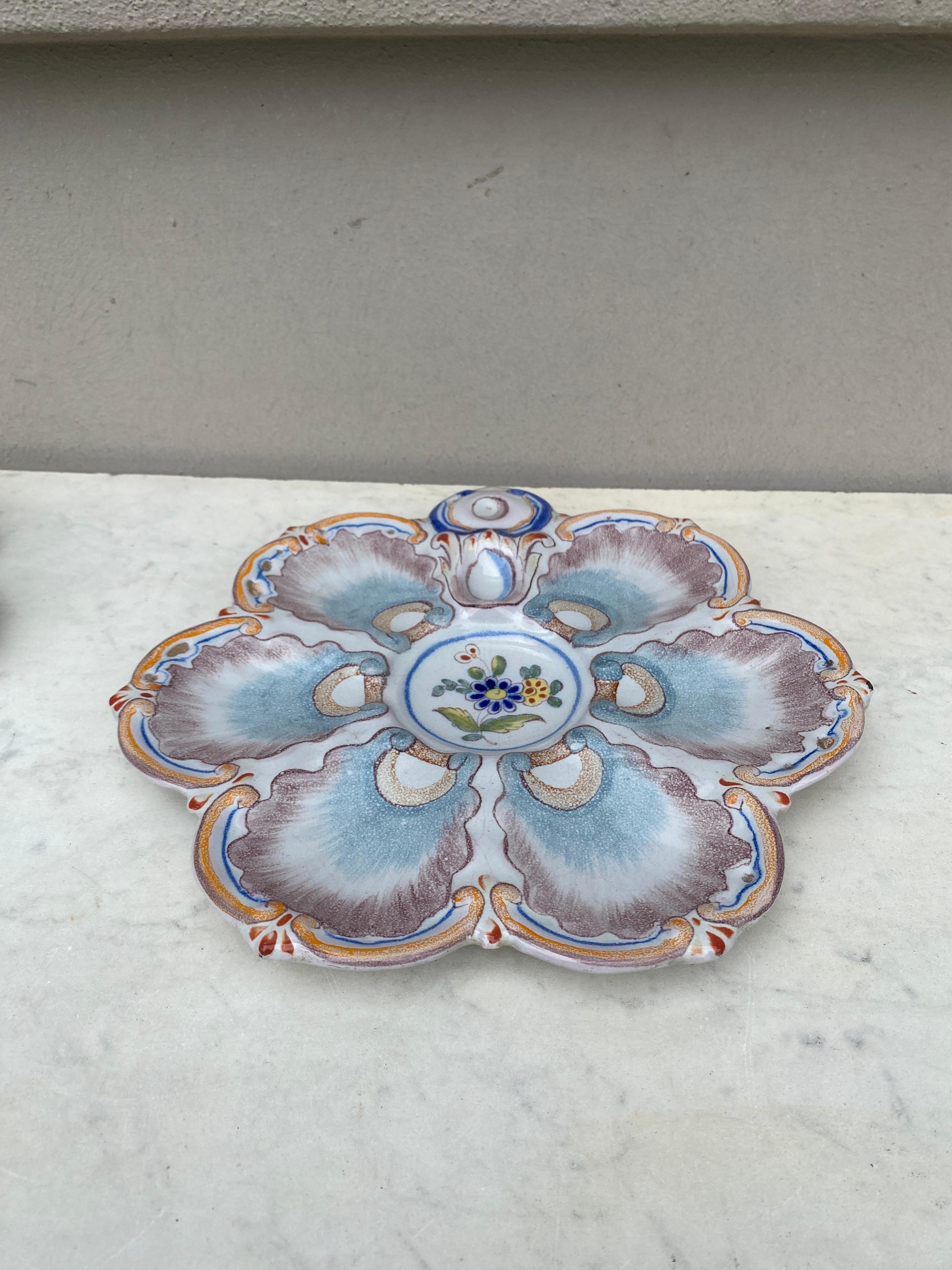Late 19th Century French Faience Oyster Plate Saint Clement, circa 1890 For Sale