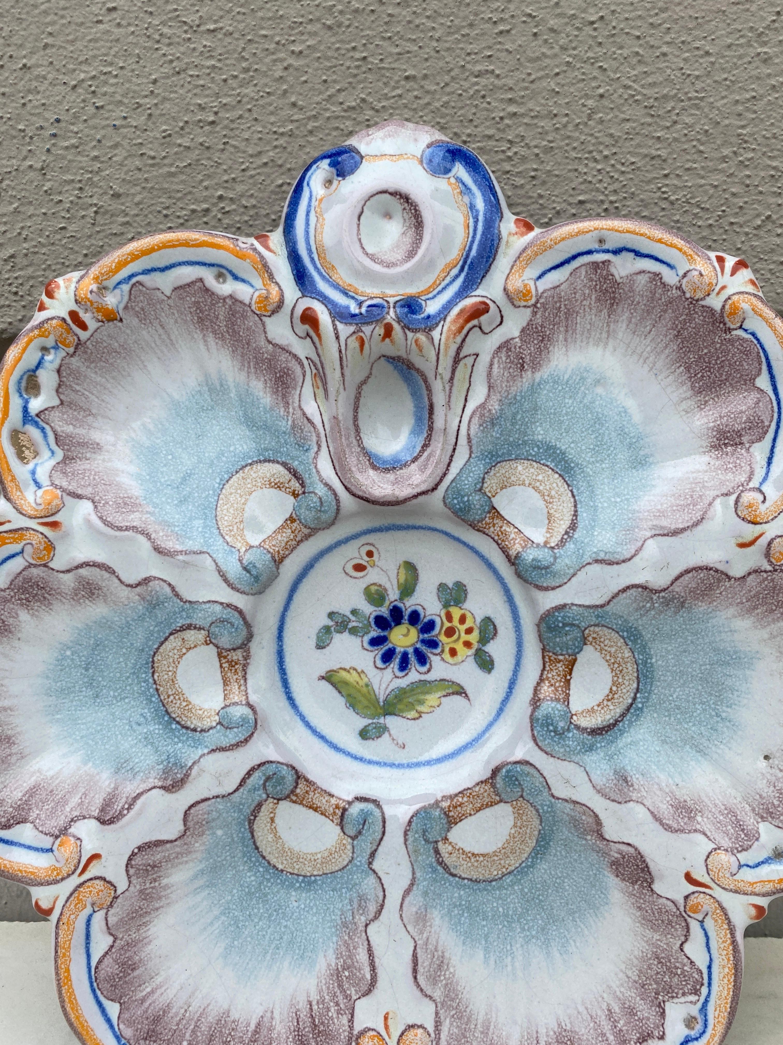 French Faience Oyster Plate Saint Clement, circa 1890 For Sale 1