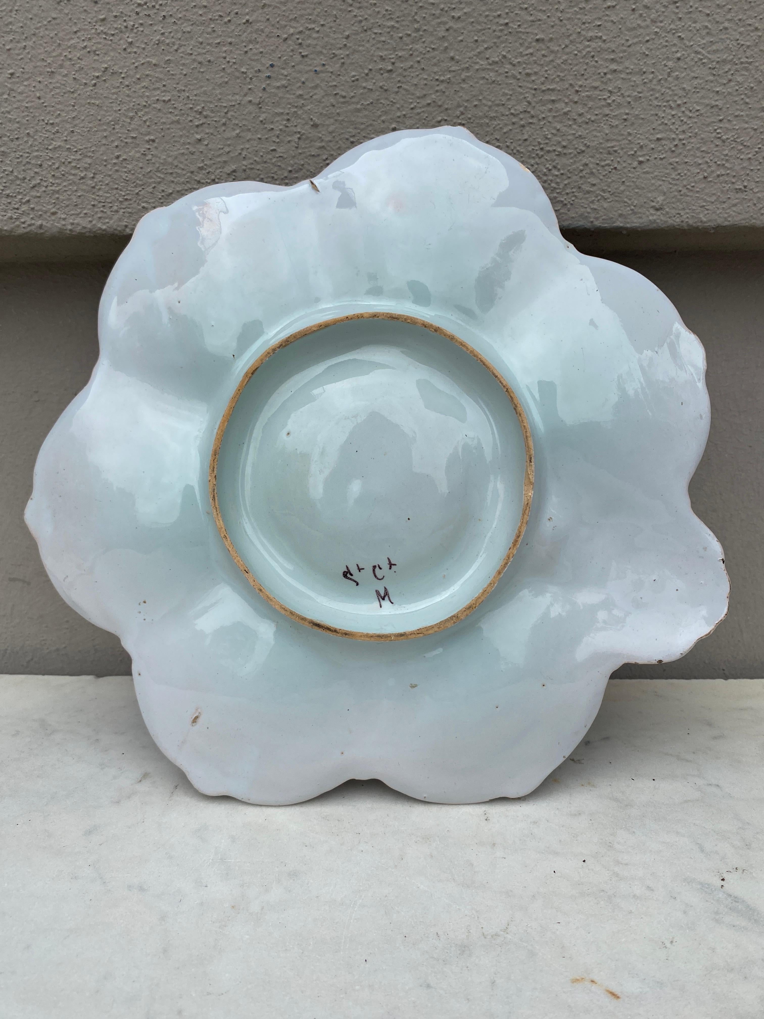 French Faience Oyster Plate Saint Clement, circa 1890 For Sale 1
