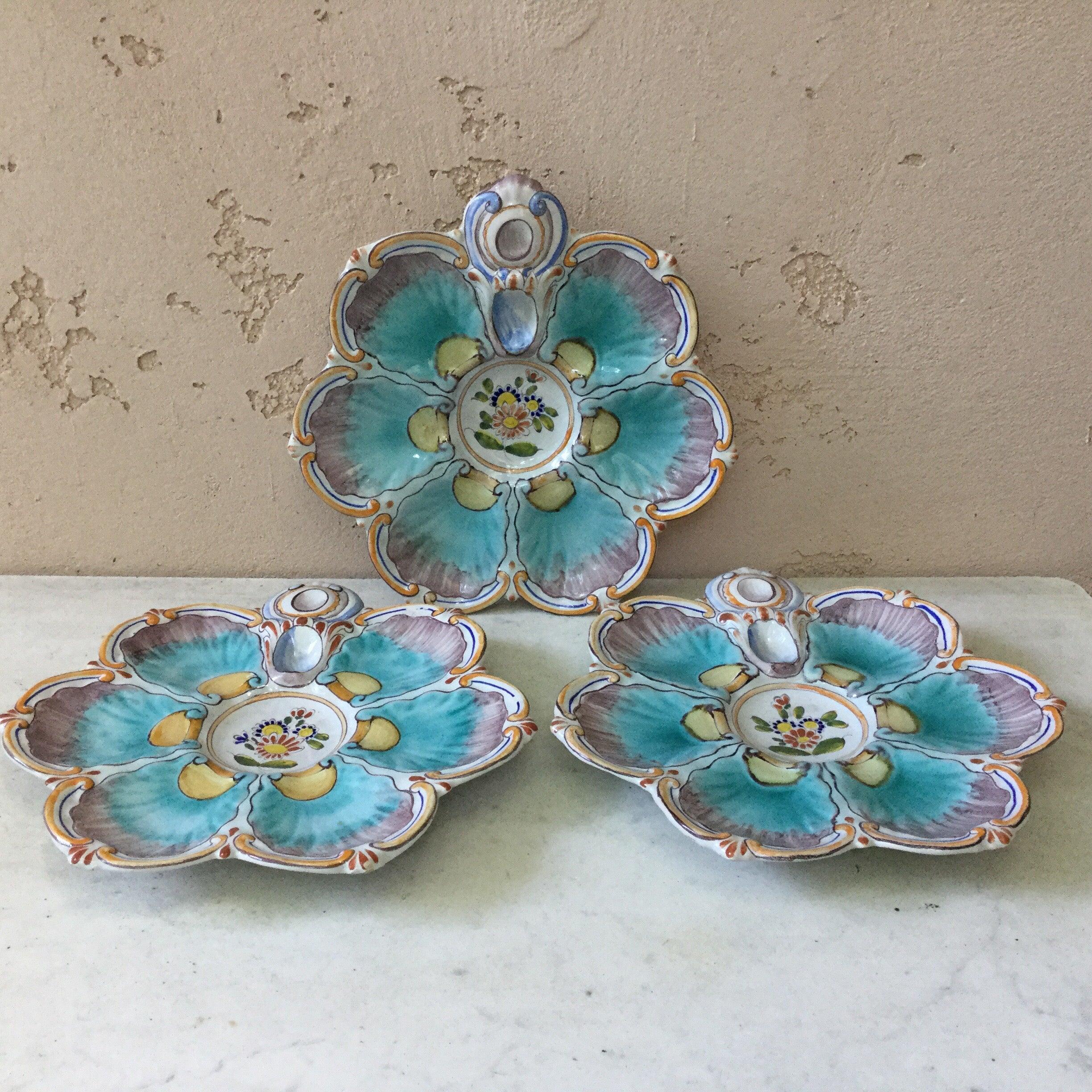 French Faience Oyster Plate Saint Clement, circa 1890 2
