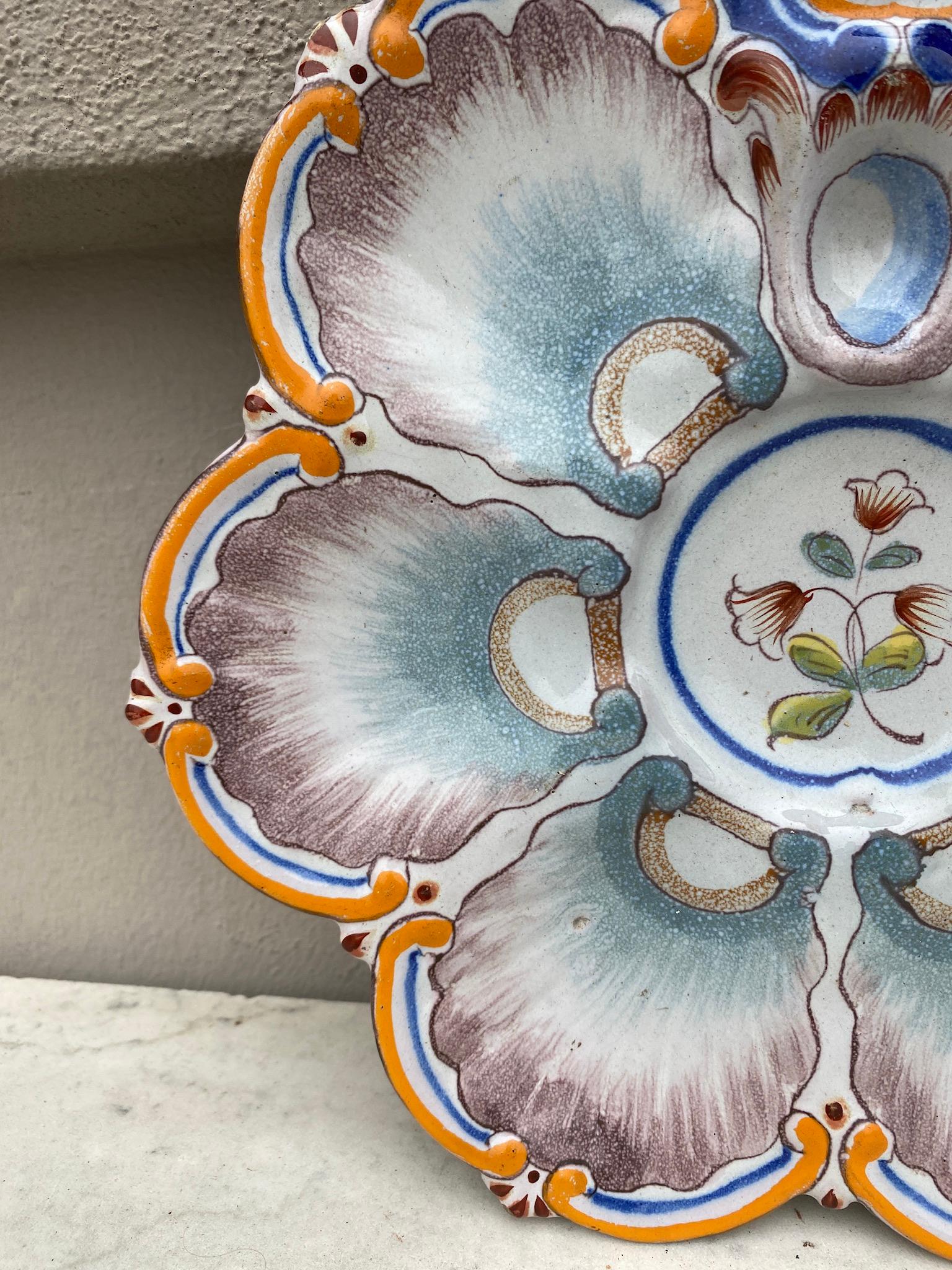 French Faience Oyster Plate Saint Clement, circa 1890 For Sale 2