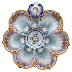 French Faience Oyster Plate Saint Clement, circa 1890