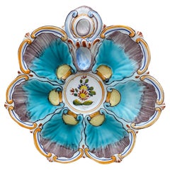 French Faience Oyster Plate Saint Clement, circa 1890