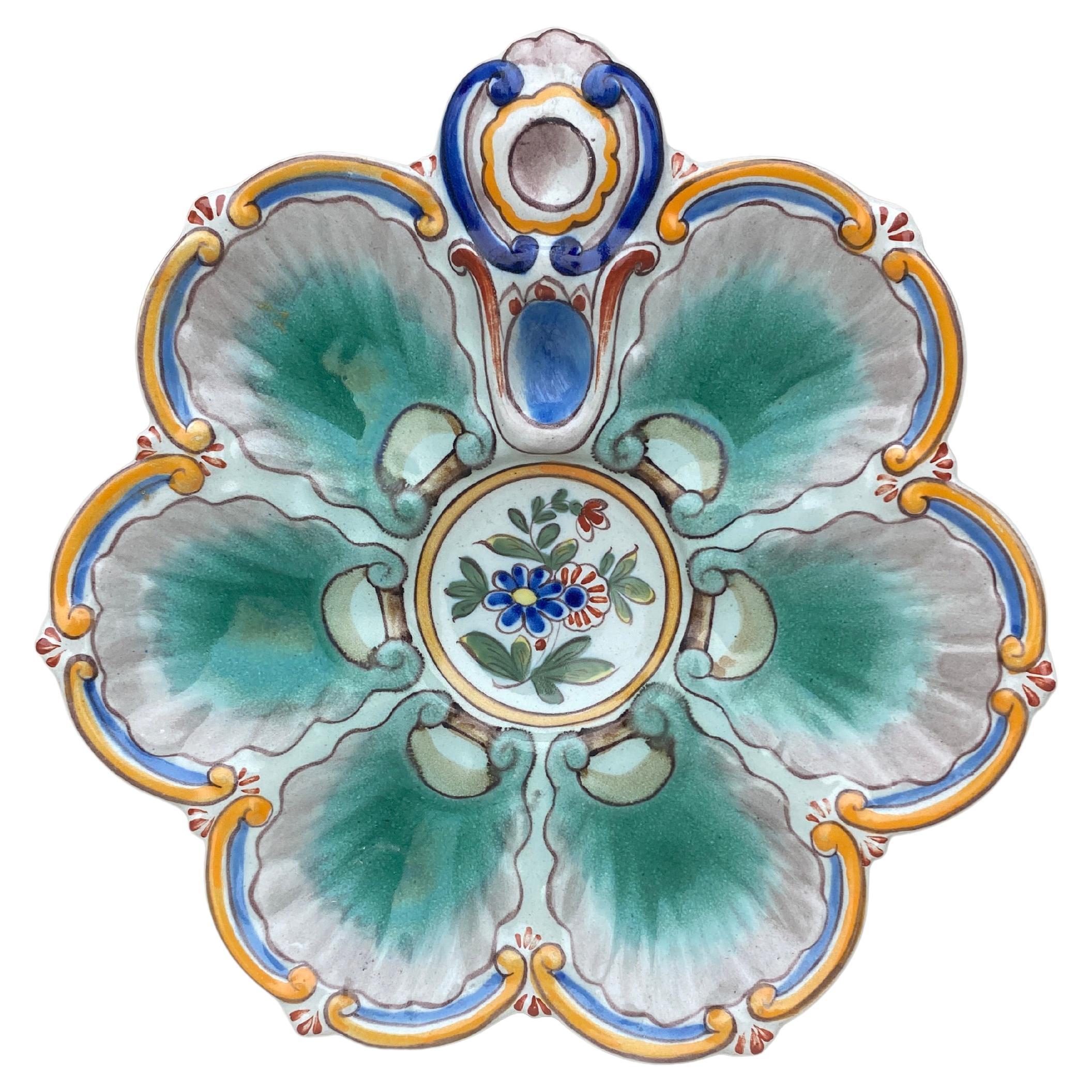 French Faience Oyster Plate Saint Clement, circa 1890