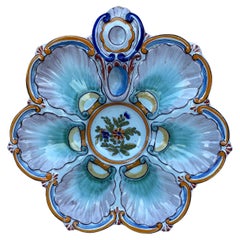 French Faience Oyster Plate Saint Clement, circa 1890