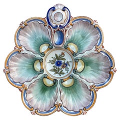 Antique French Faience Oyster Plate Saint Clement, circa 1890