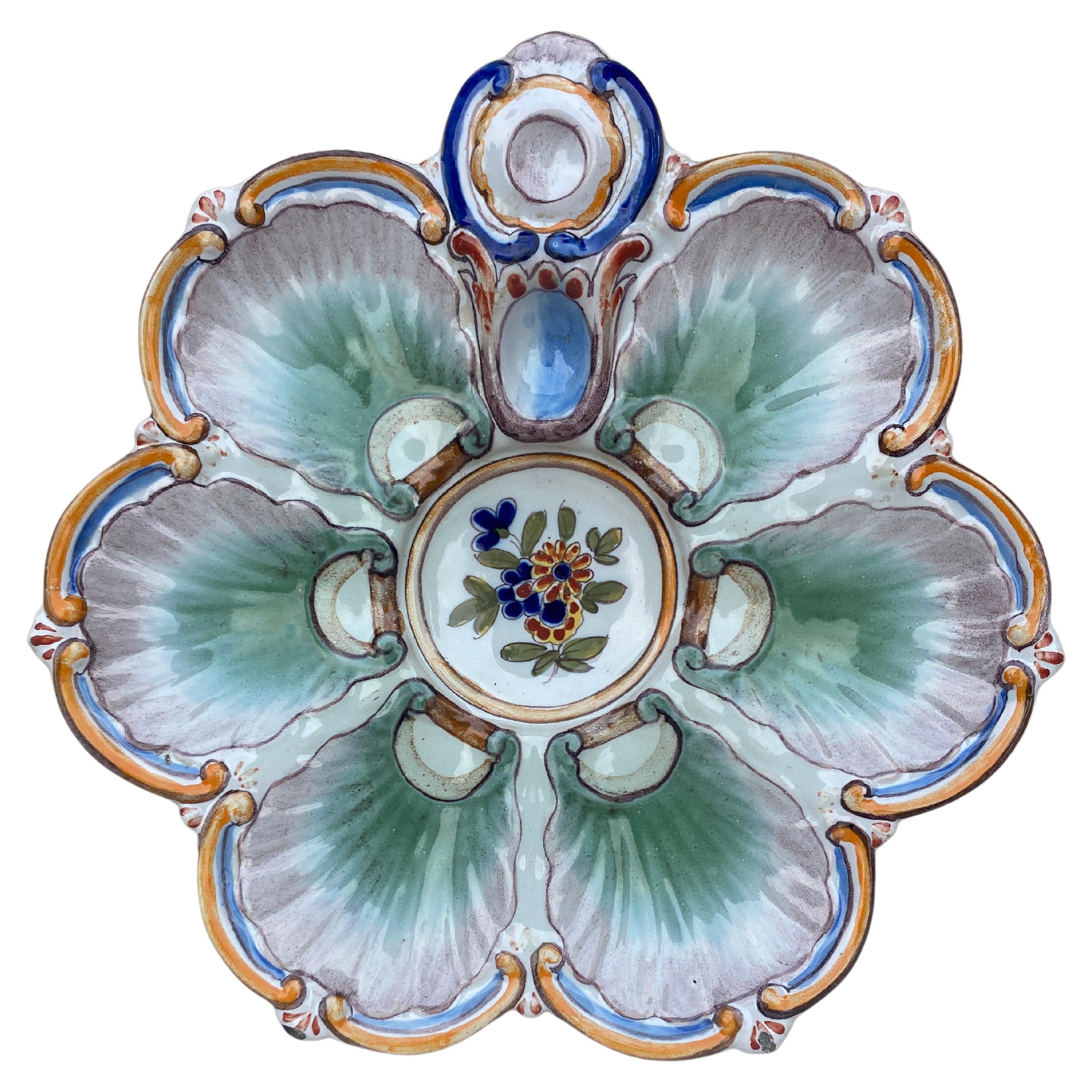 French Faience Oyster Plate Saint Clement, circa 1890