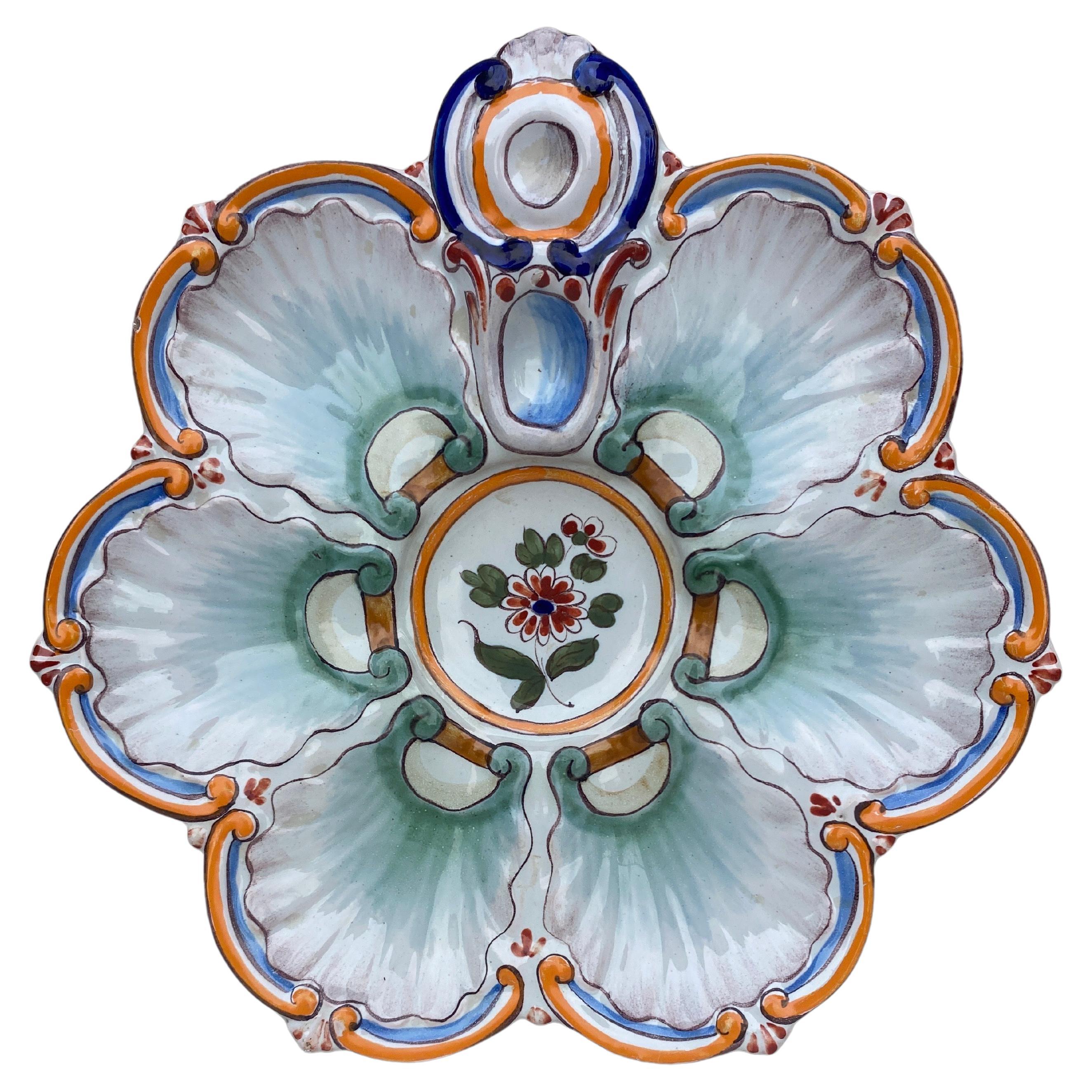 French Faience Oyster Plate Saint Clement, circa 1890