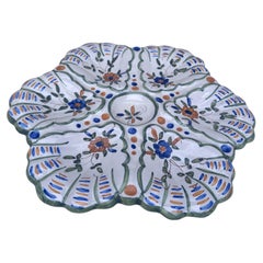 Französischer Fayence Austernteller mit Blumen Moustiers Stil CIRCA 1940