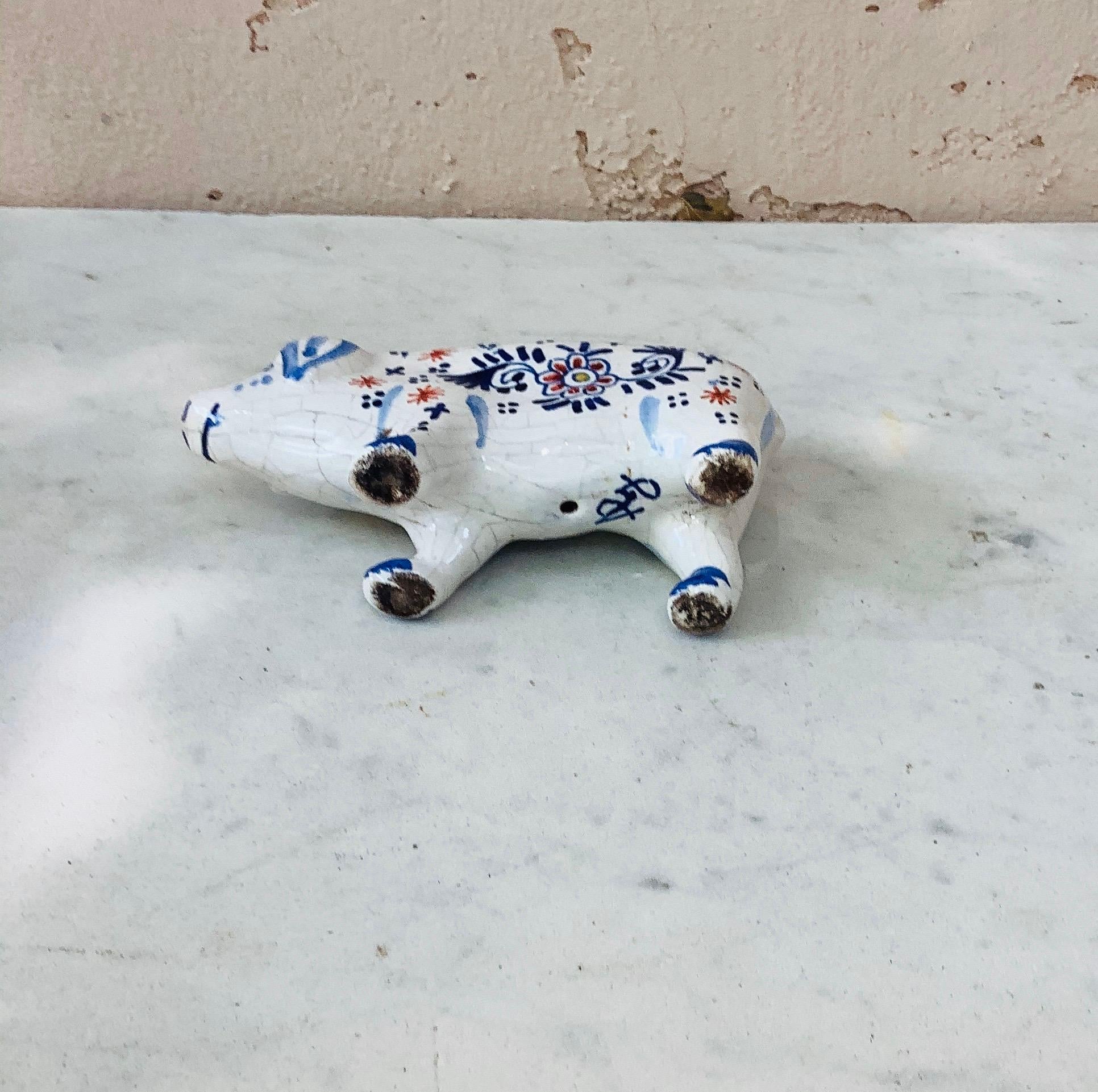 French Faience Pig Desvres, circa 1910 1