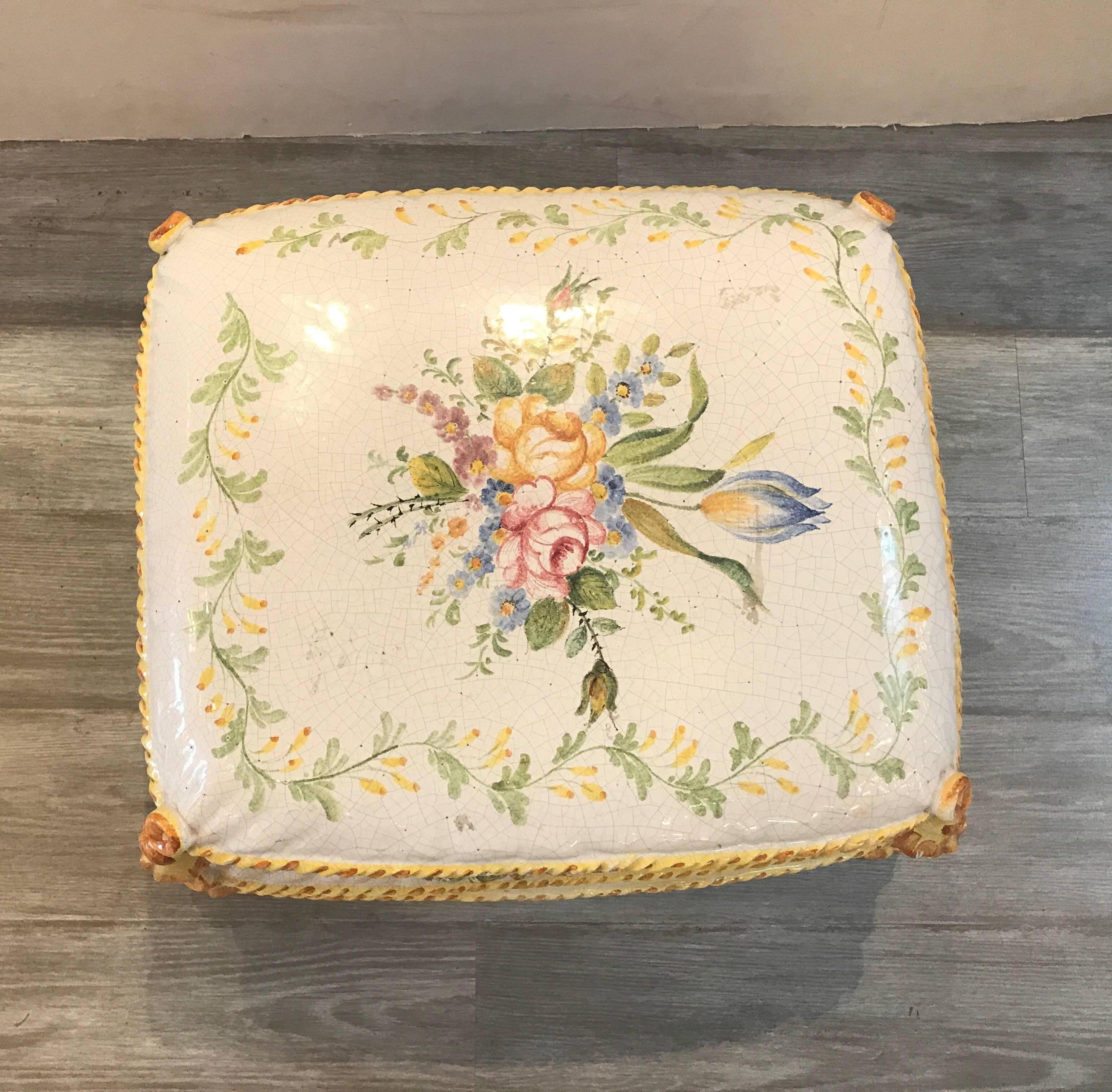 French Faience Pillow Form Garden Seat 5