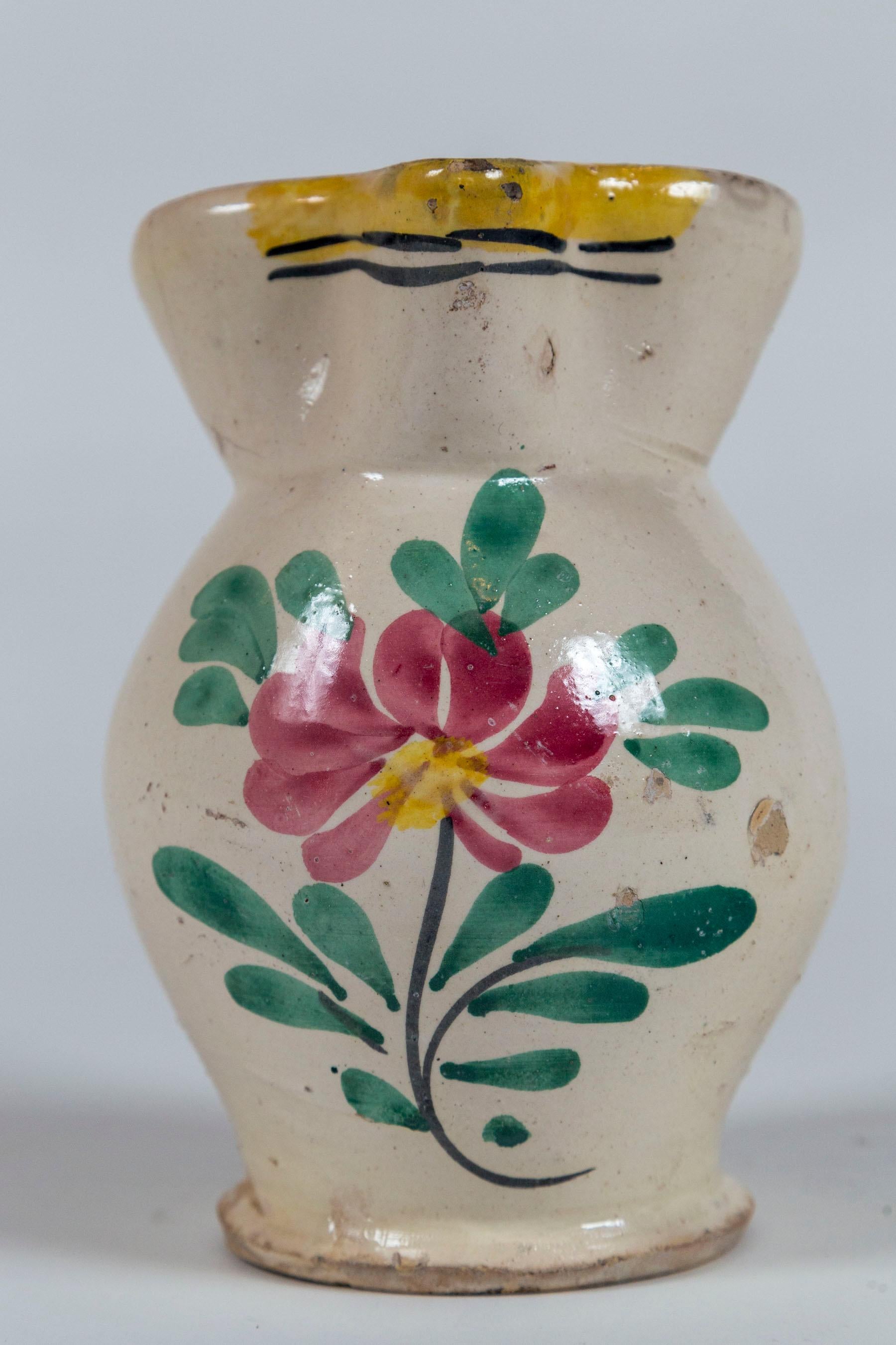 Hand-Painted French Faience Pitcher, Late 19th Century For Sale