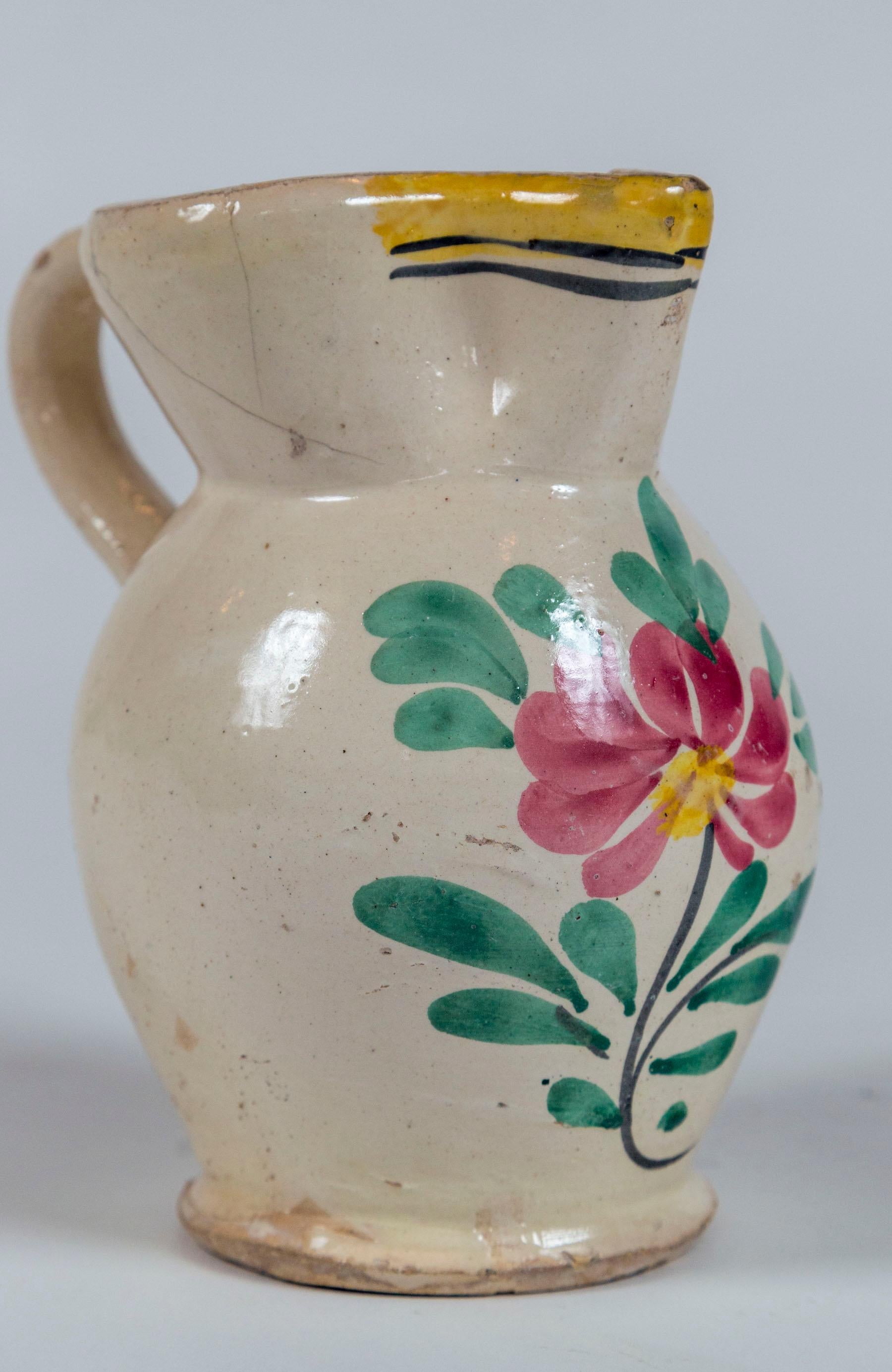 French Faience Pitcher, Late 19th Century In Good Condition For Sale In Chappaqua, NY