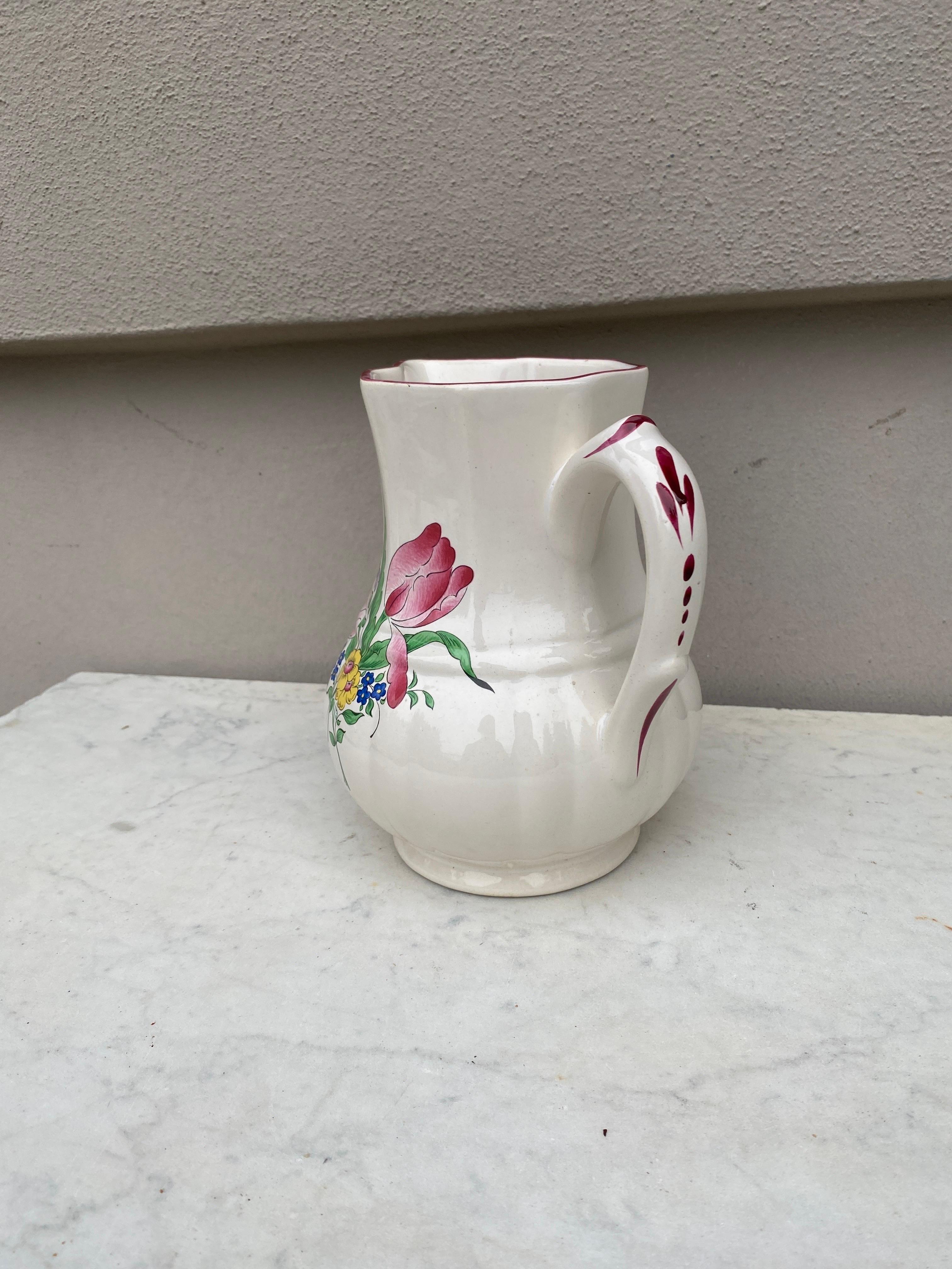 Rustic French Faience Pitcher Luneville circa 1940 For Sale