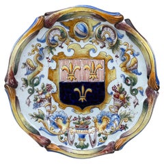 French Faience Plate Coat of Arms Saint Clement, circa 1900