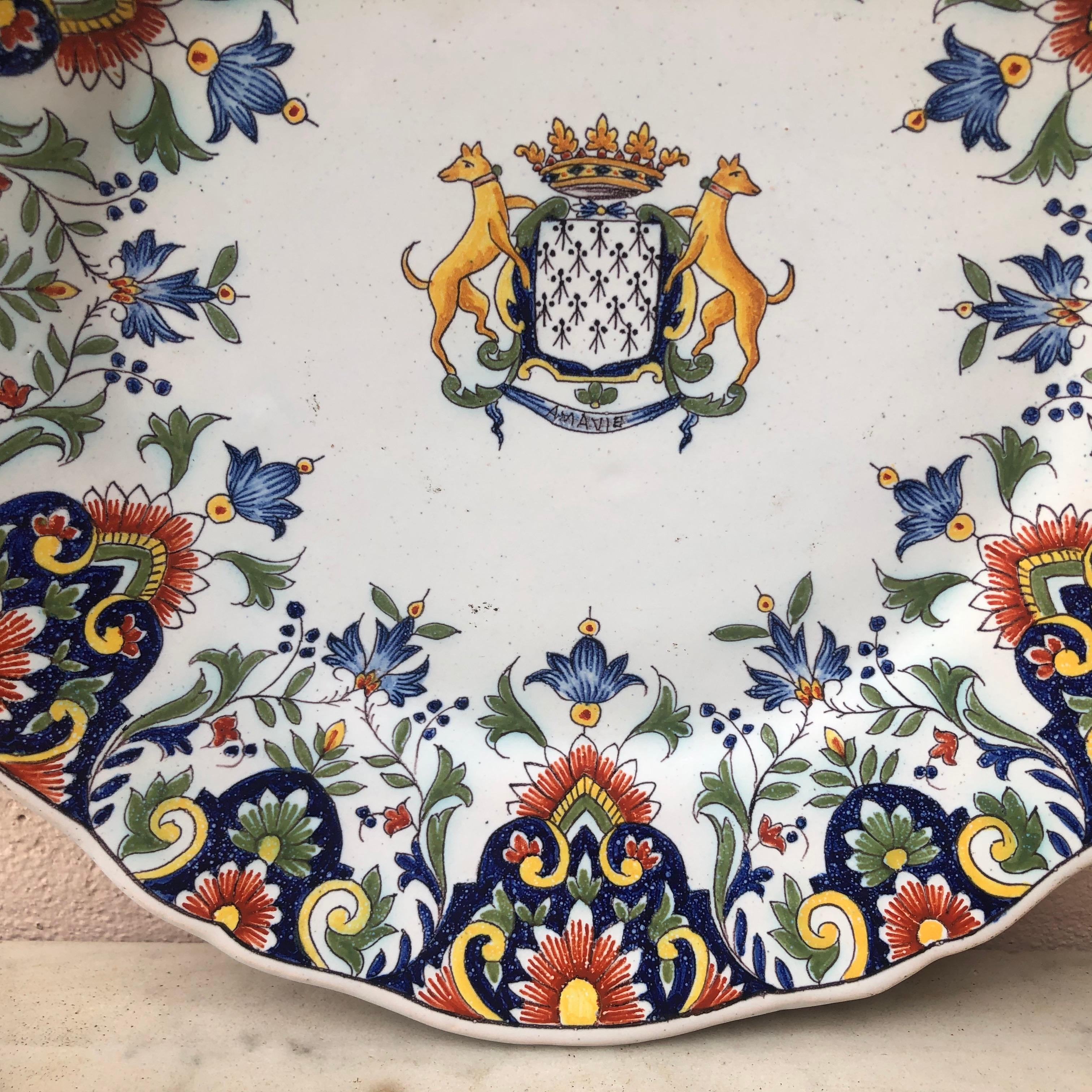 French Provincial French Faience Plate Fourmaintraux Desvres, circa 1890