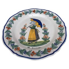 French Faience Plate Henriot Quimper, circa 1890