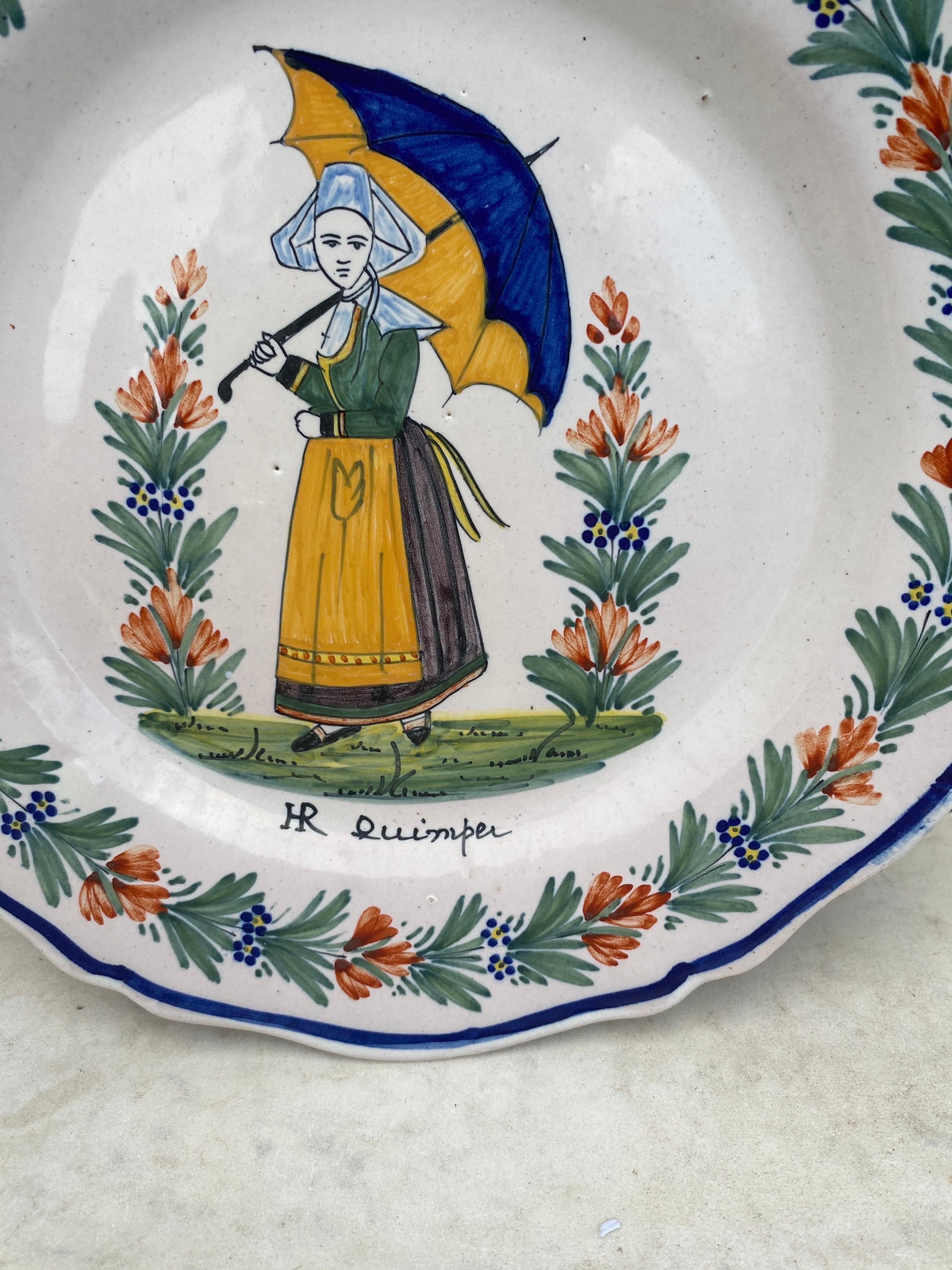 French Faience Plate Henriot Quimper, circa 1890 In Good Condition In Austin, TX