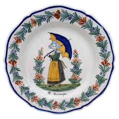 Assiette en faïence française Henriot Quimper, vers 1890