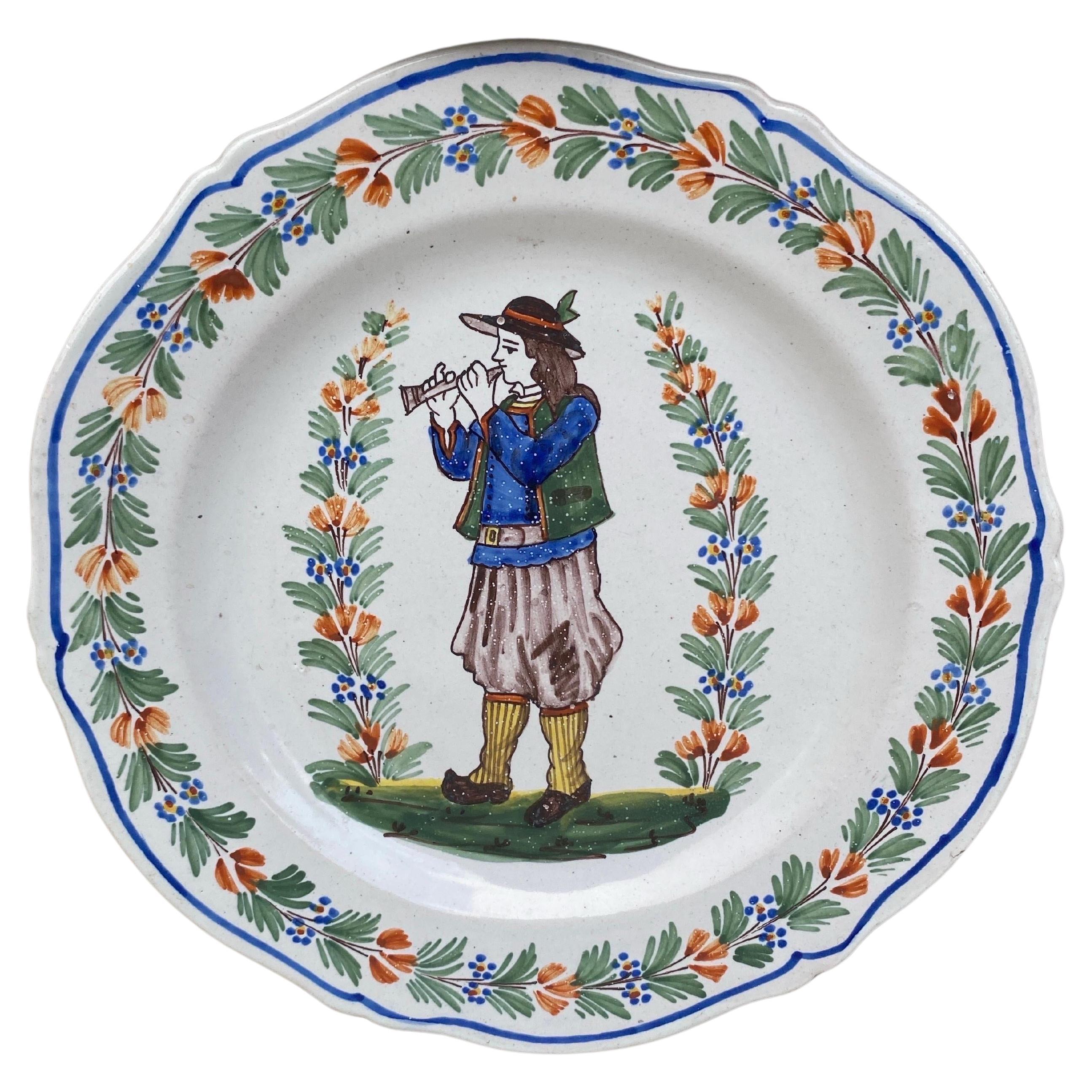 Assiette en faïence française Henriot Quimper vers 1900 en vente