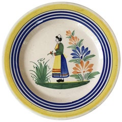 Assiette en faïence française Henriot Quimper:: vers 1930