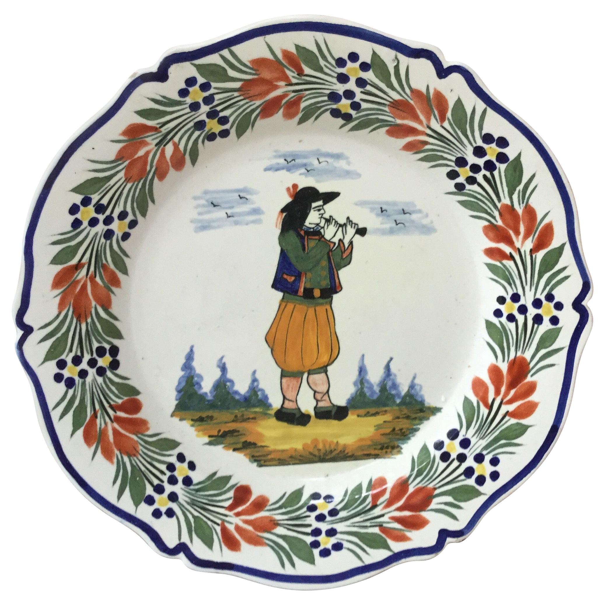 French Faience Plate Henriot Quimper, circa 1940