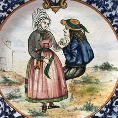 Französischer Fayence-Teller aus Malicorne aus französischer Fayence, um 1890