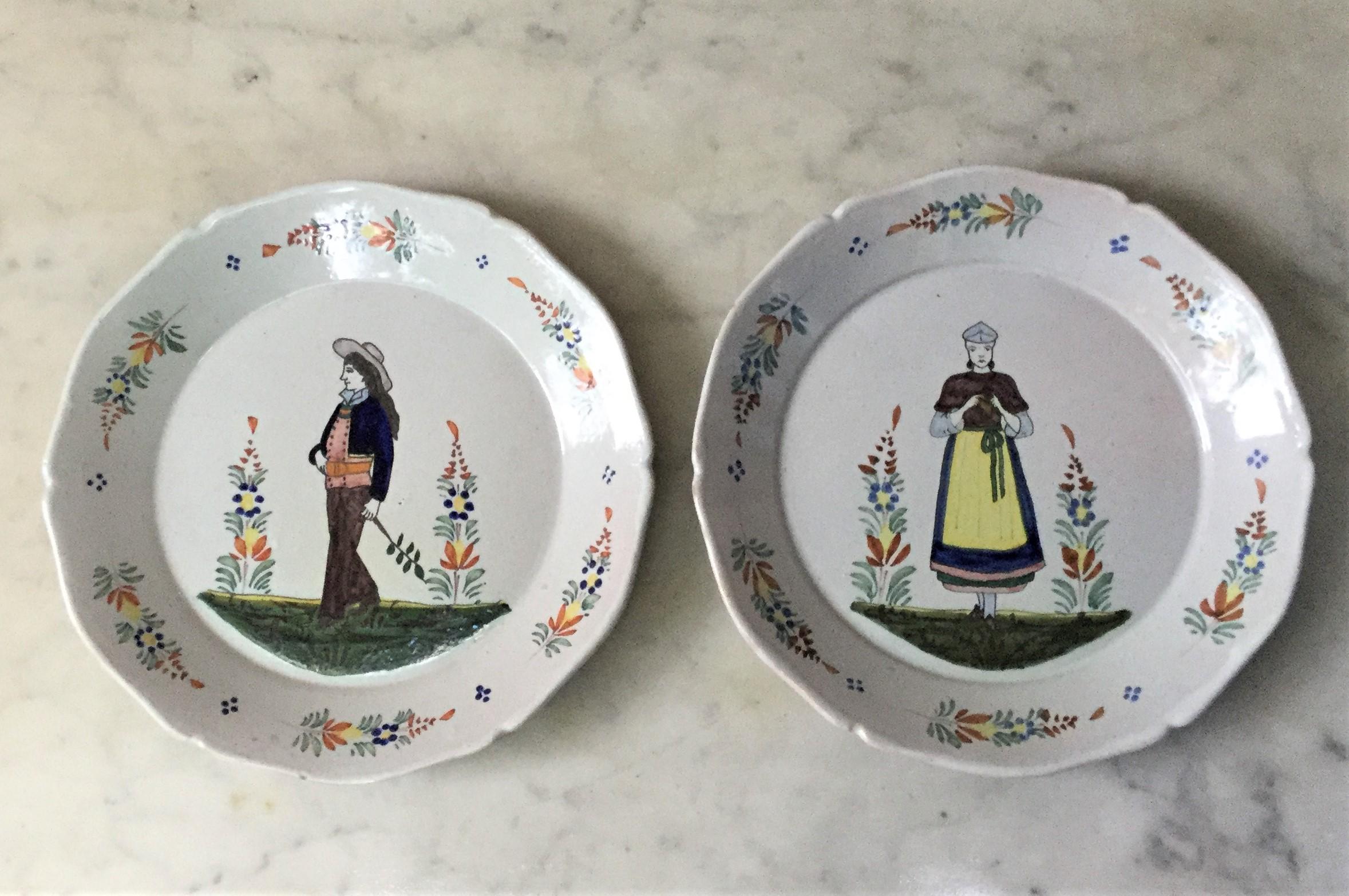 Französischer Fayence-Teller Quimper:: um 1880 (Spätes 19. Jahrhundert) im Angebot
