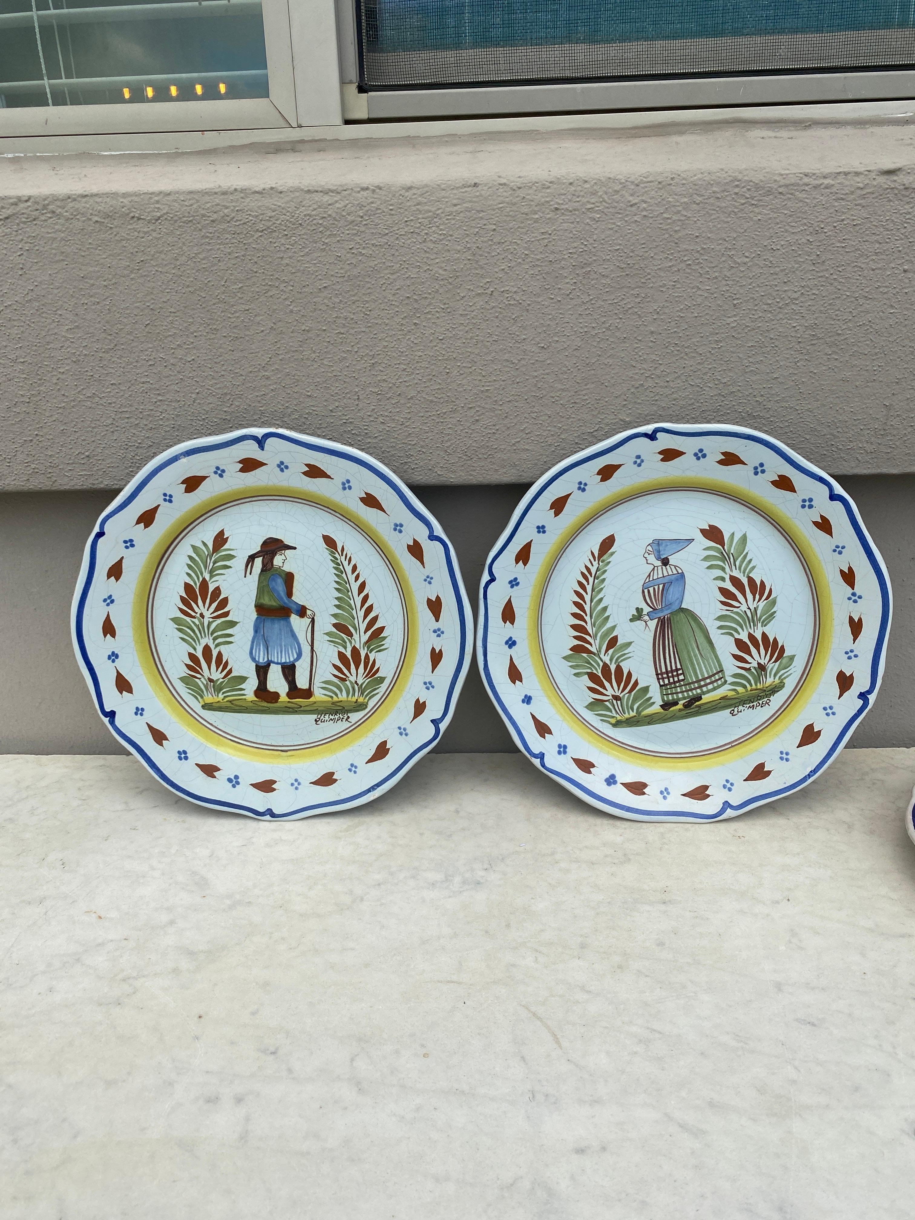 French Faience Plate Quimper circa 1950 For Sale 1