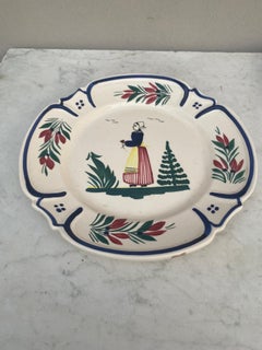 Piatto di faience francese Quimper, 1960 circa