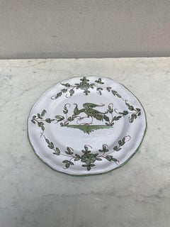 French Faience Plate with Bird Moustiers Style