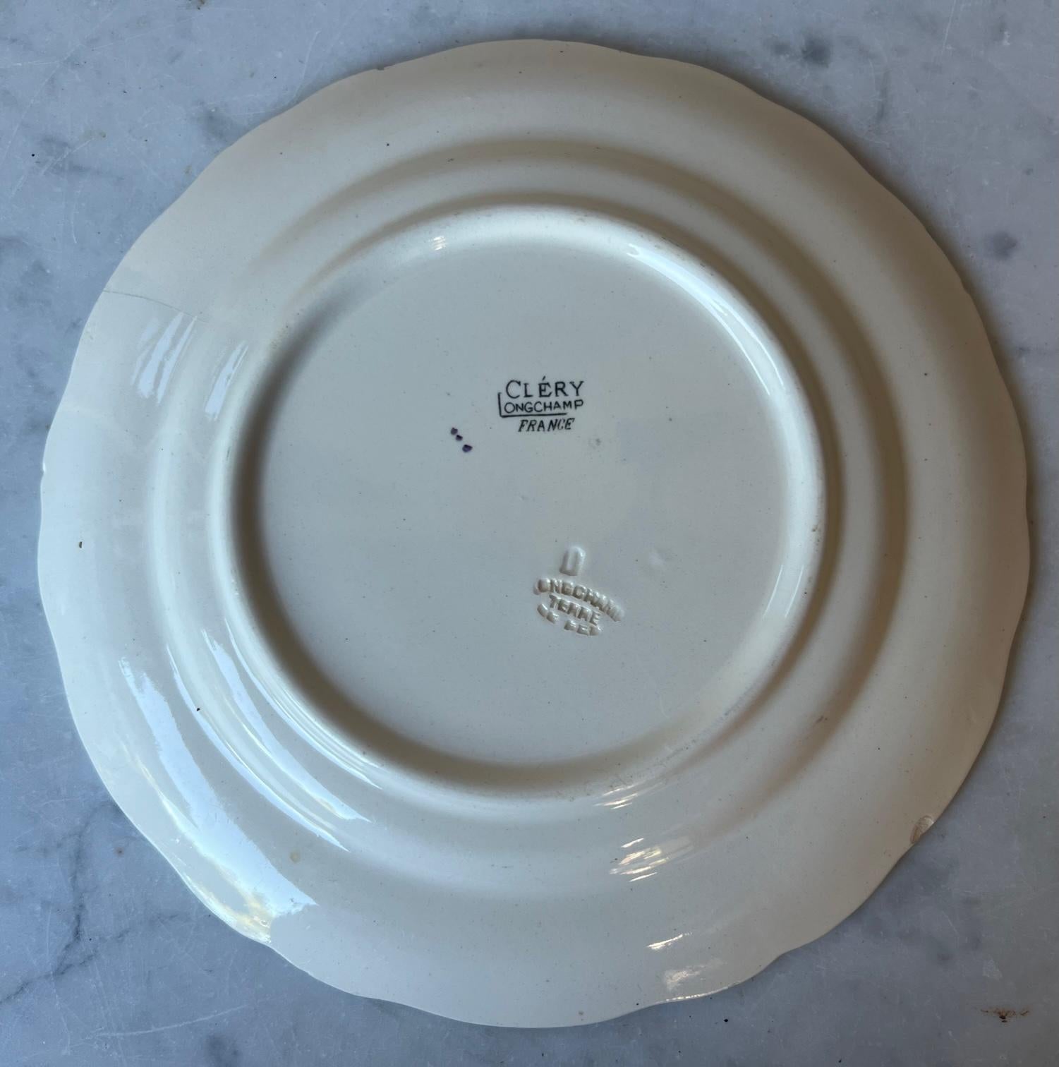 French Faience Plates in Clery Pattern by Longchamp, C. 1930's- Set of 8 For Sale 7