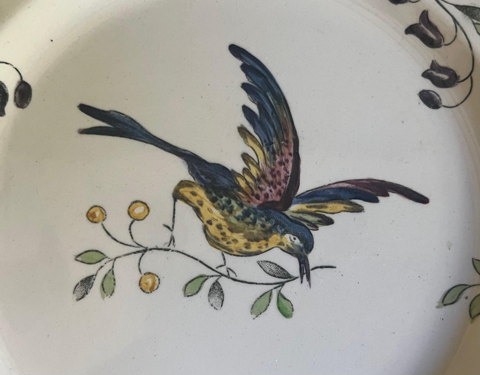 Hand-Painted French Faience Plates in Clery Pattern by Longchamp, C. 1930's- Set of 8 For Sale
