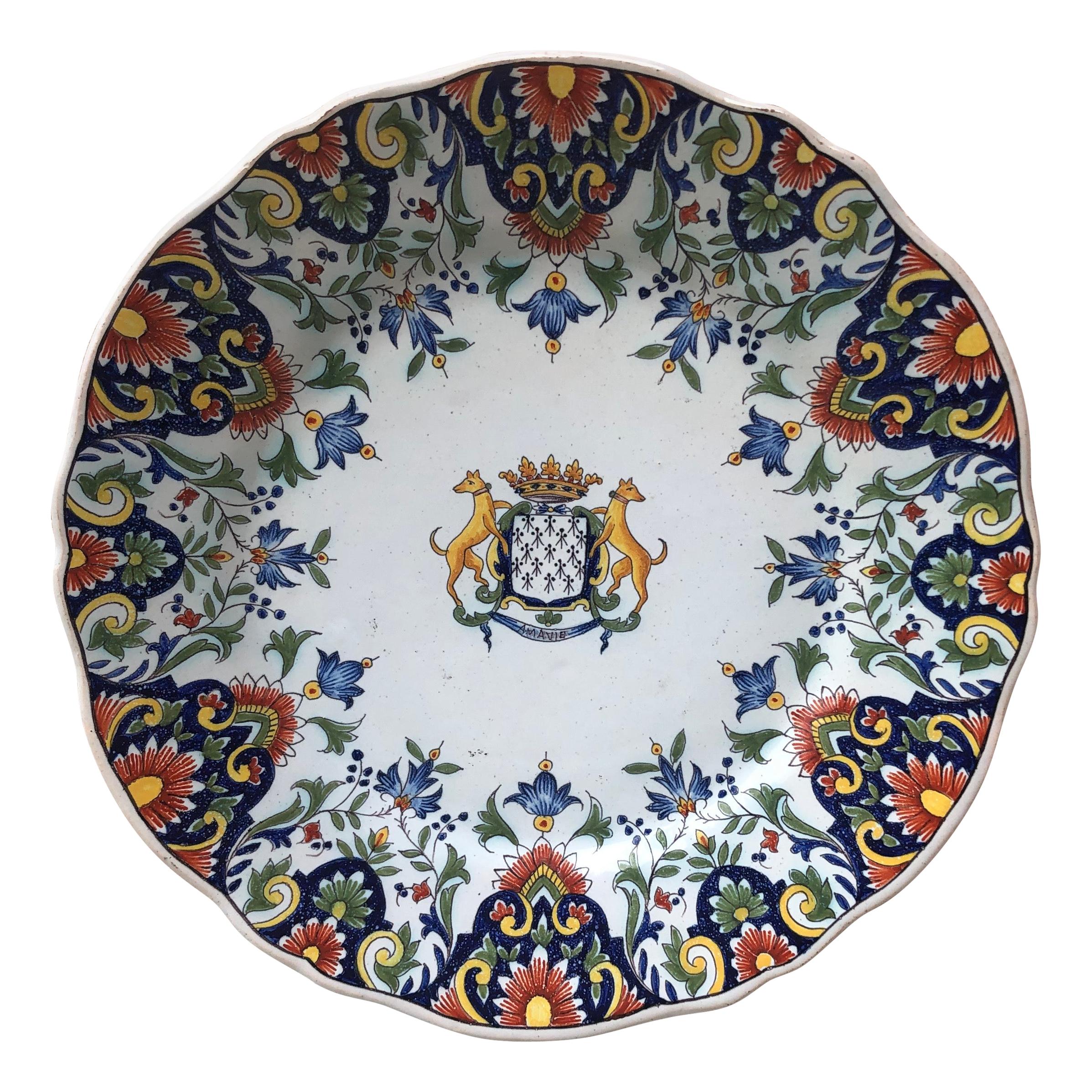 Large French Faience Platter Fourmaintraux Desvres, circa 1890 4