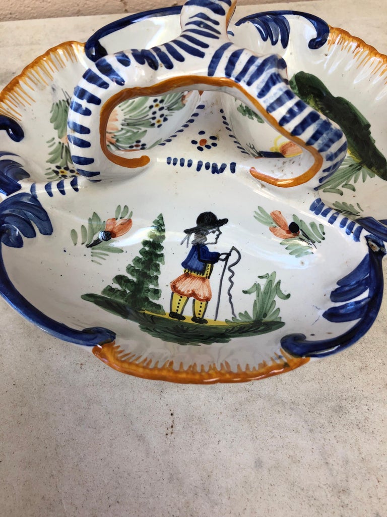 Mid-20th Century French Faience Platter Quimper, Circa 1930 For Sale